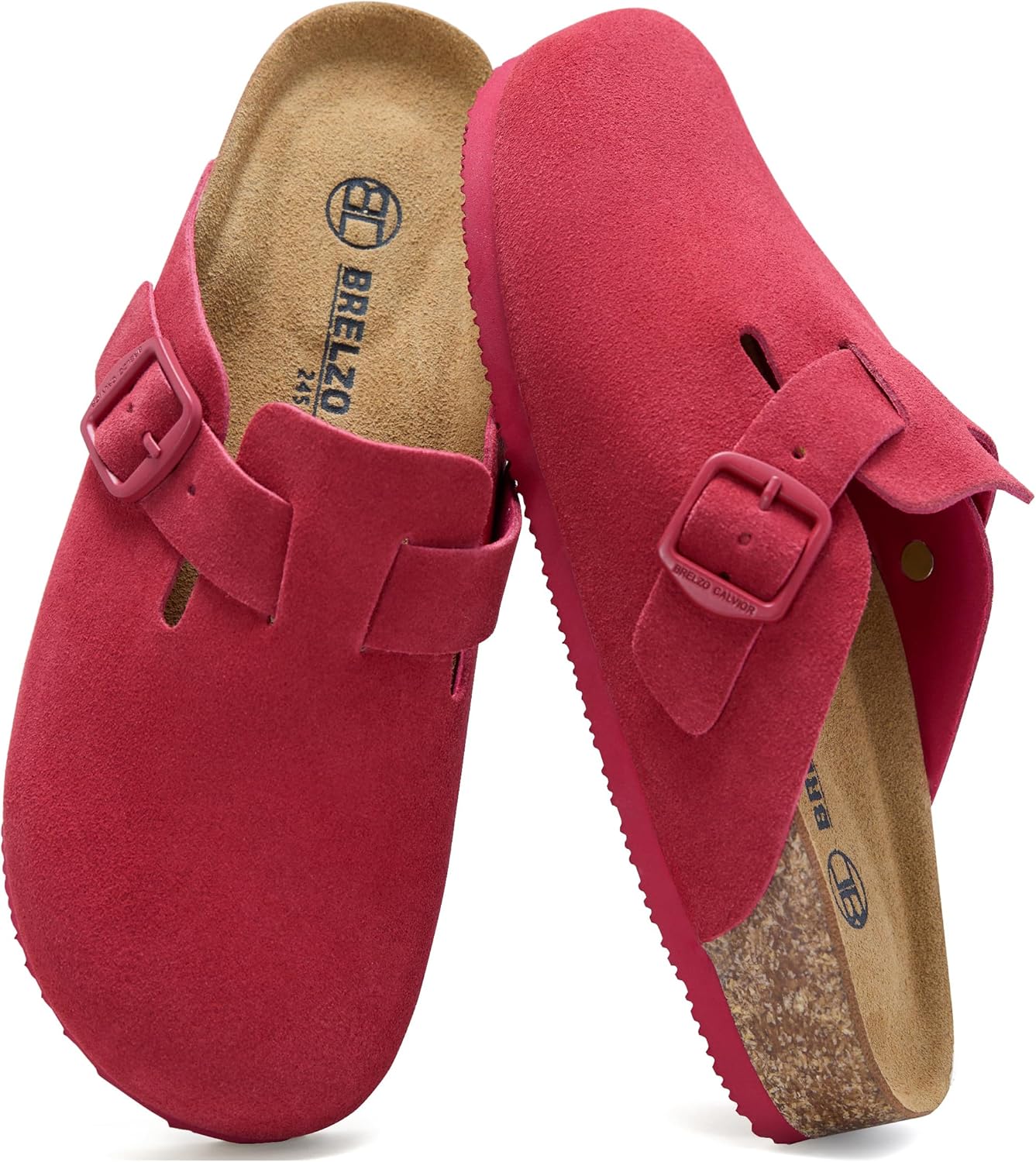 Women's Suede Clogs Men's Slip-On Mules Non-Slip Potato Shoes Arch Support Sandals with Adjustable Buckle for Indoor & Outdoor Use