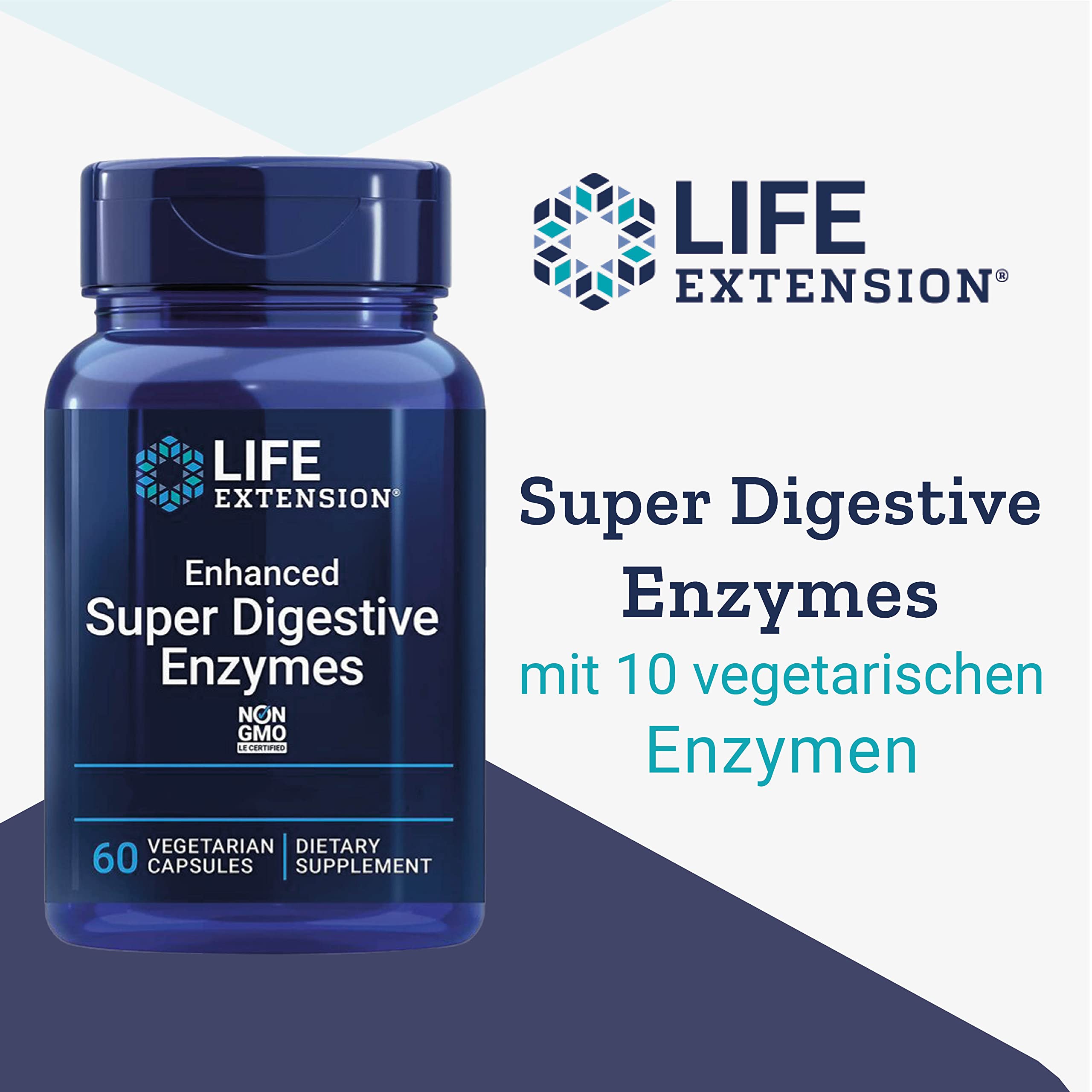 Life Extension, Enhanced Super Digestive Enzymes (Verdauungsenzyme), hochdosiert, 60 vegetarische Kapseln, Laborgeprüft, Ohne Gentechnik