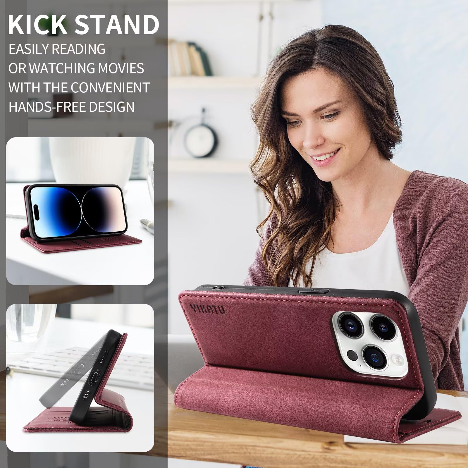 Funda Cartera Para OPPO Reno 14 5G - Piel Sintética, Tarjetero, Cierre Magnético, Soporte Atril, Protección Antigolpes, Color Morado