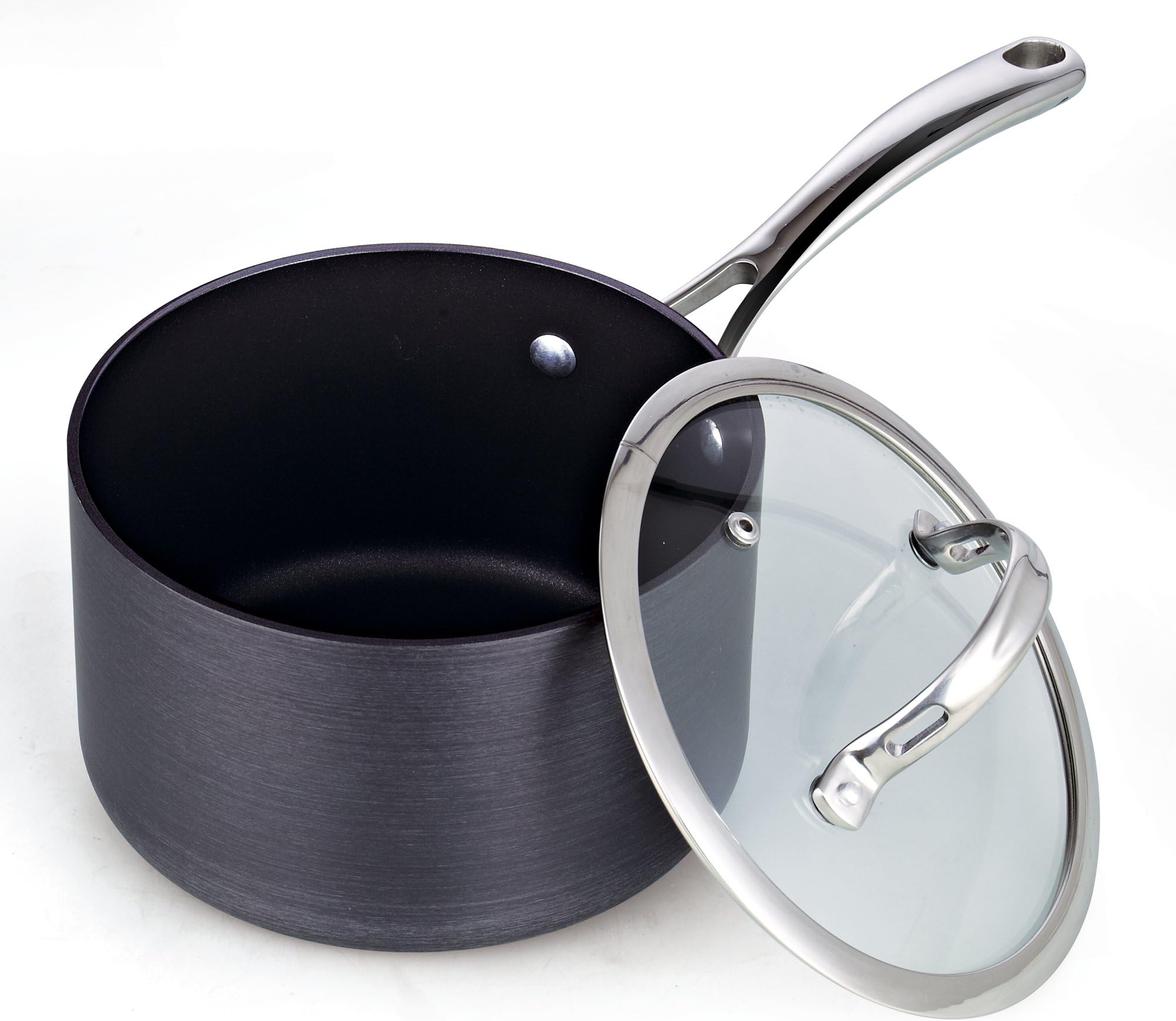 Cooks Standard 3-Quart Hard Anodized Nonstick Saucepan with Lid, Black,NC-00342