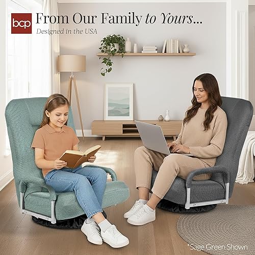 Miniatura 97 de Best Choice Products Silla giratoria para videojuegos de 360 grados, multiusos, para TV, lectura, jugar videojuegos, con soporte lumbar, asas de