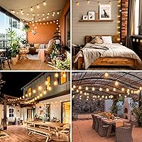 Vista 6 de litogo Guirnalda de luces LED para exteriores con control remoto, 232 pies (116 x 2) luces impermeables para patio con bombillas Edison ST38