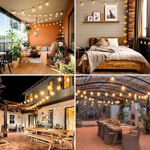 Miniatura 6 de litogo Guirnalda de luces LED para exteriores con control remoto, 232 pies (116 x 2) luces impermeables para patio con bombillas Edison ST38
