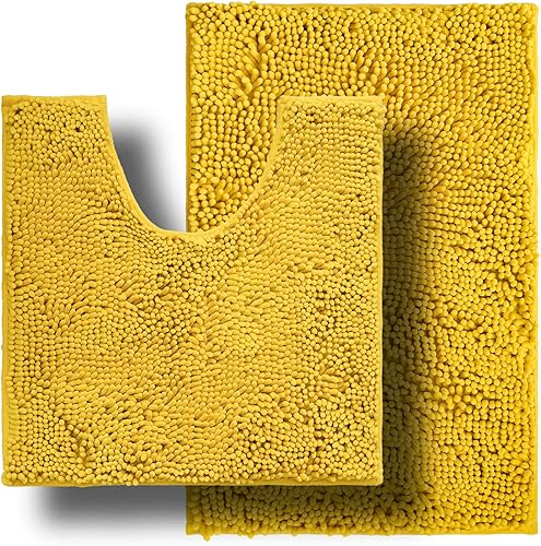 Miniatura 41 de Juegos de Alfombras de Baño de 2 Piezas, Tapete de Baño de Chenilla Ultra Suave y Absorbente, Alfombras de Baño Antideslizantes Lavables (20x32