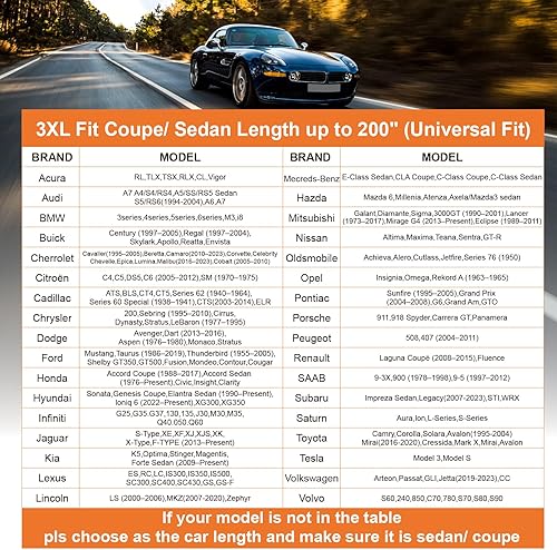 Miniatura 6 de SEAZEN Cubierta de coche de 7 capas impermeable para todo tipo de clima, cubierta de automóvil resistente para automóviles con cremallera, cubierta