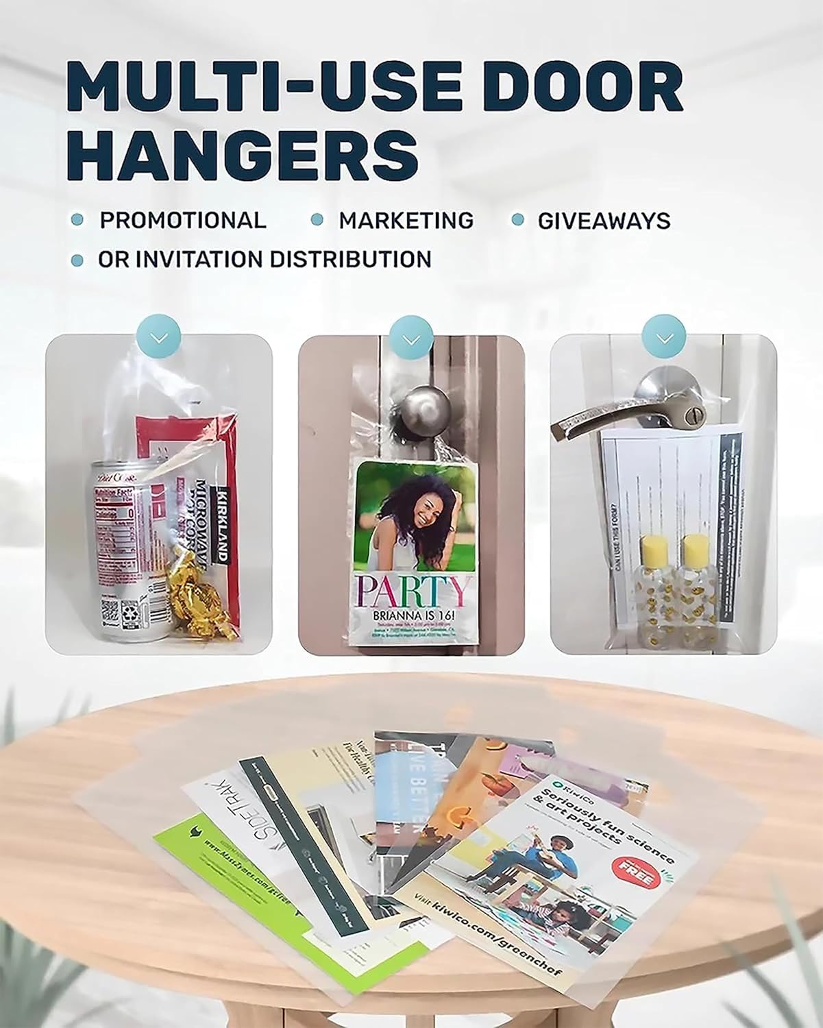 TidyFriend Plastic Door Hanger Bags 6” x 9” (1000 Pack), Clear Door Hanger Bags Protect Flyers, Brochures, Printed Materials, Waterproof and Secure for Outdoor Use
