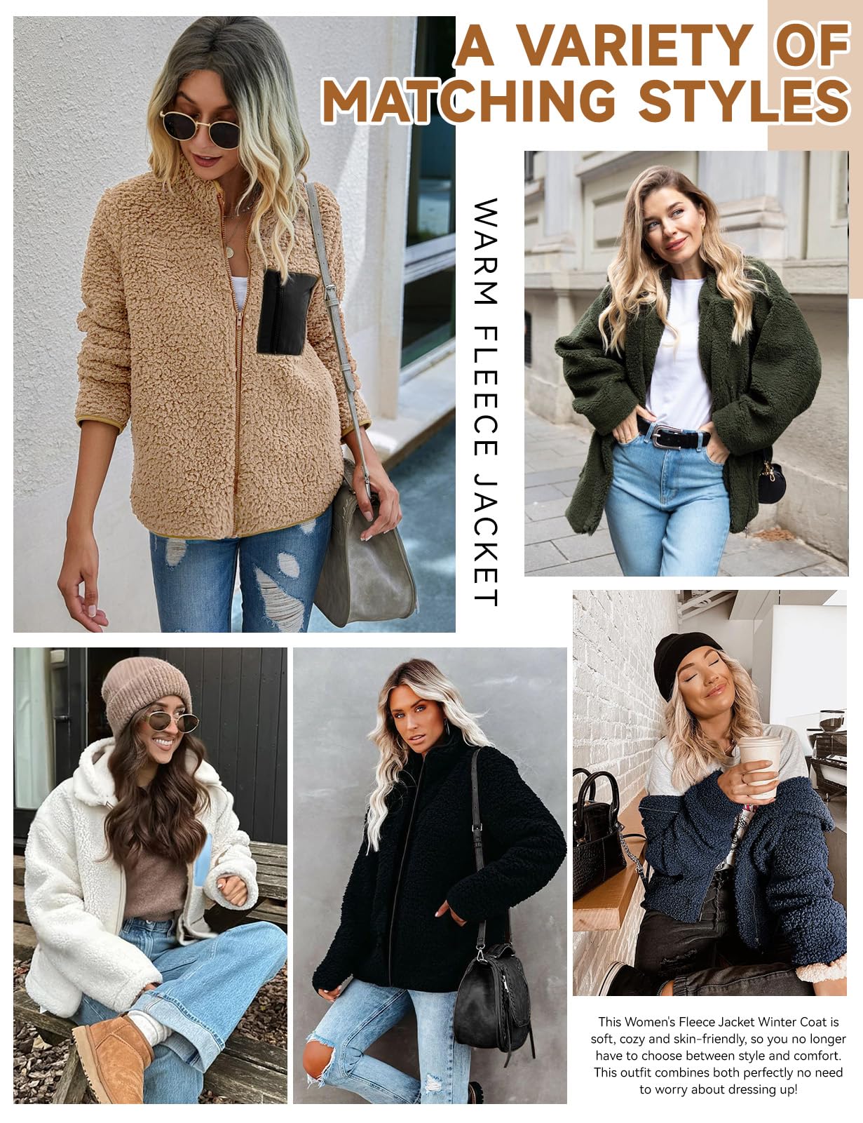 Fleecejacke Damen Winter Teddyjacke mit Kapuze Teddyfleece Kapuzenpullover Warme Herbstjacke Winterjacke Sherpa Damen-Jacken Zipper Hoodie Mantel Outdoor Plüschjacke mit Taschen