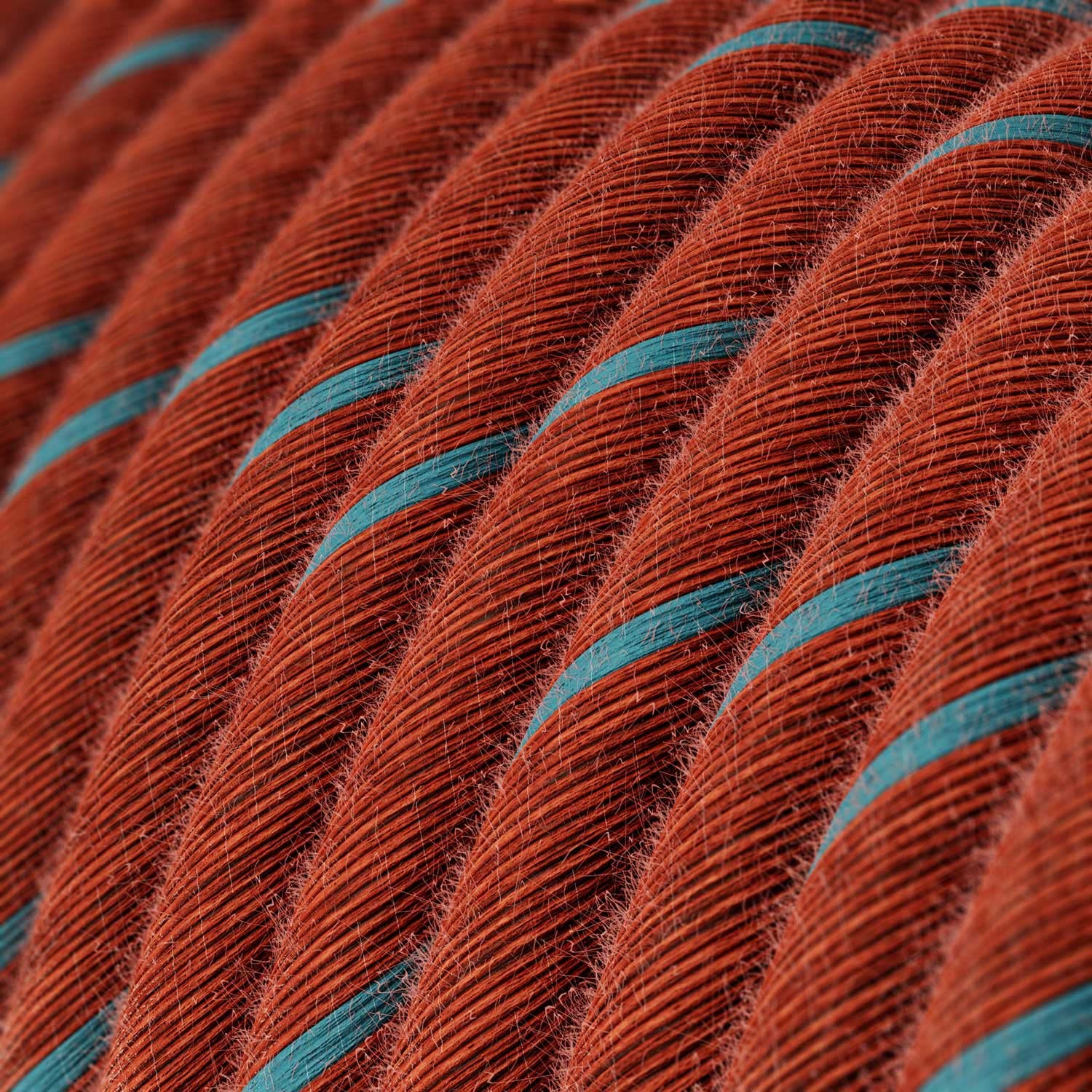 Creative-Cables L'originale cavo elettrico rivestito in tessuto 2 x 0,75 mm² (20 m, Mattone-Azzurro ERC36) – Rotondo, cotone – Sicurezza certificata, made in Italy