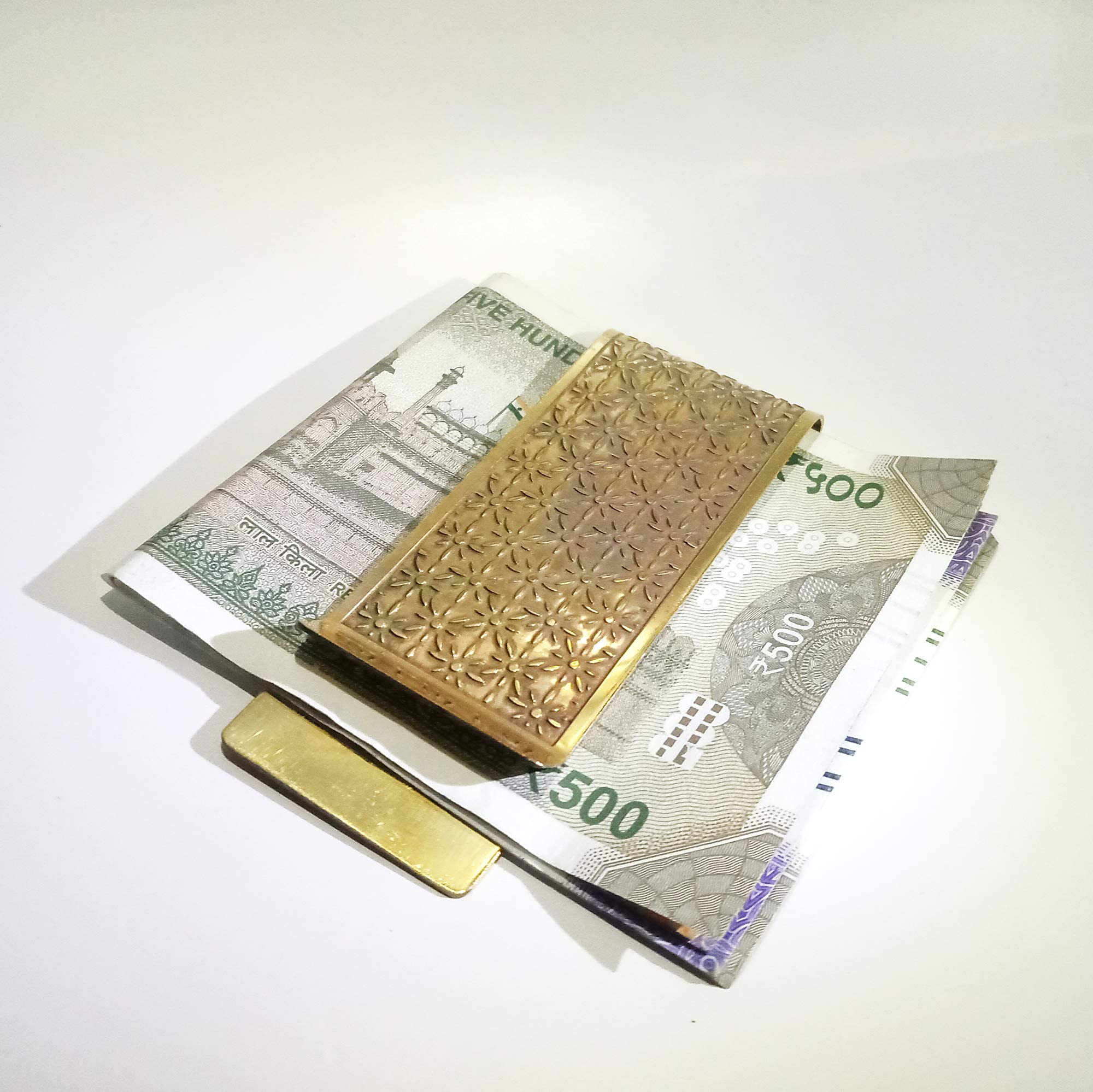 DLCCREATION Money Clips in Brass Front Pocket Minimalist Slim Credit Card Holder Size: 3cm x 7.5cm