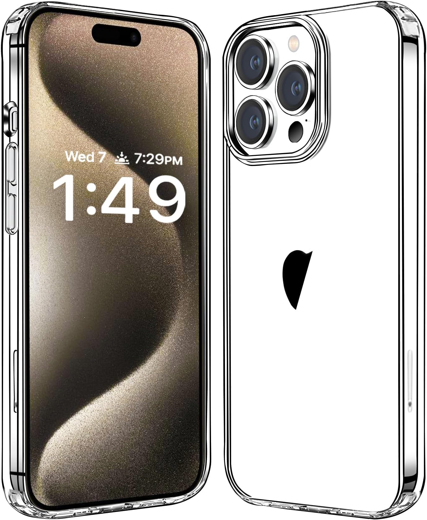 JJGoo Compatiable with iPhone 15 Pro Case Clear, Transparent Shockproof Phone Case, Slim Anti-Scratch Hard PC Back Protective Cover Bumper, Clear