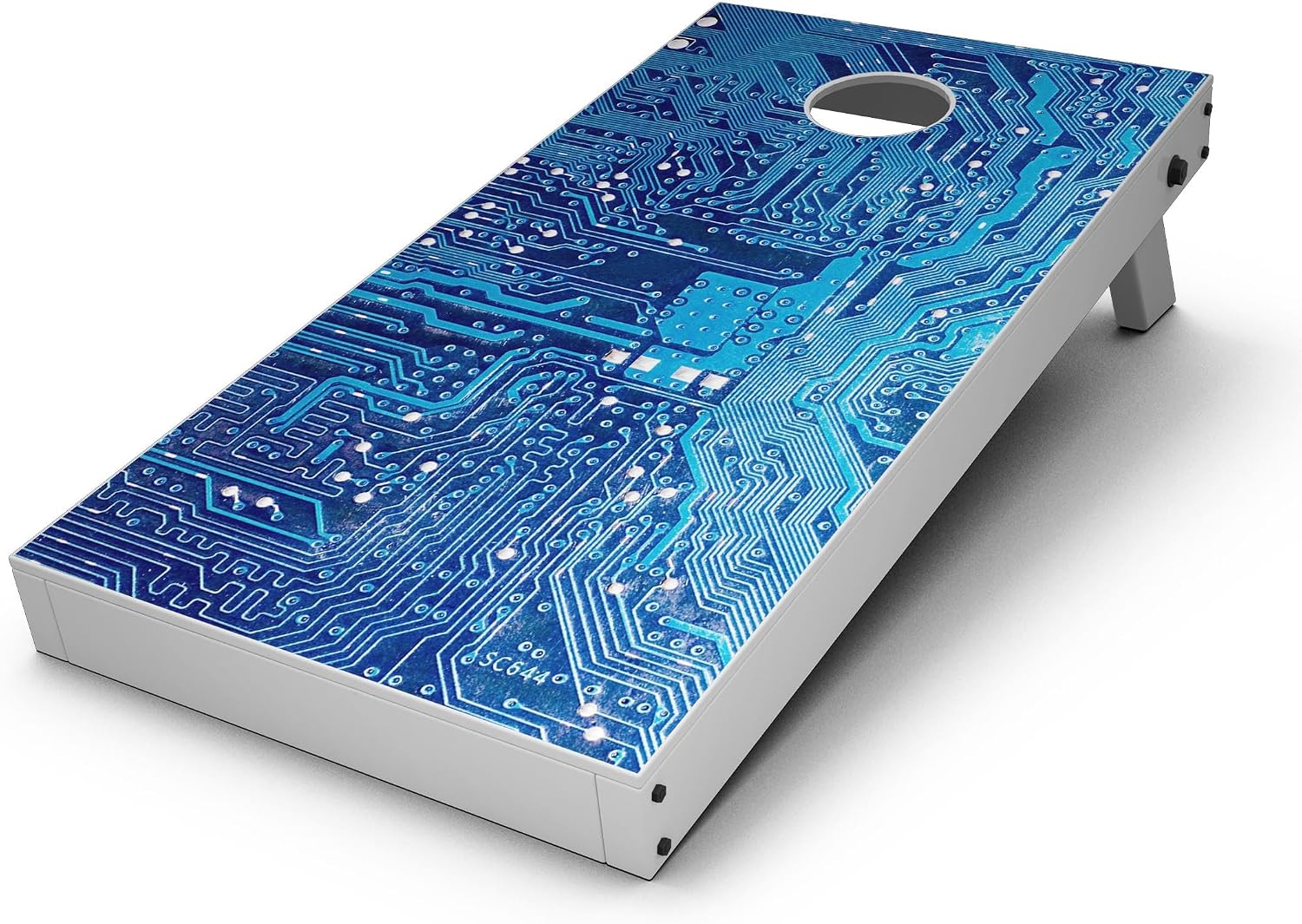DesignSkinz - Decorative and Protective Scratch Resistant Skin Vinyl Wrap Kit for Cornhole Boards - Blue Circuit Board V1