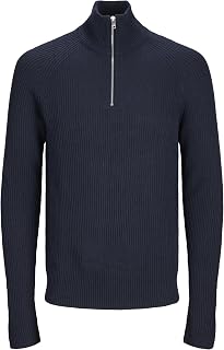 JACK & JONES Male Strickjacke mit Viertelreißverschluss Meliert Strickjacke mit Viertelreißverschluss