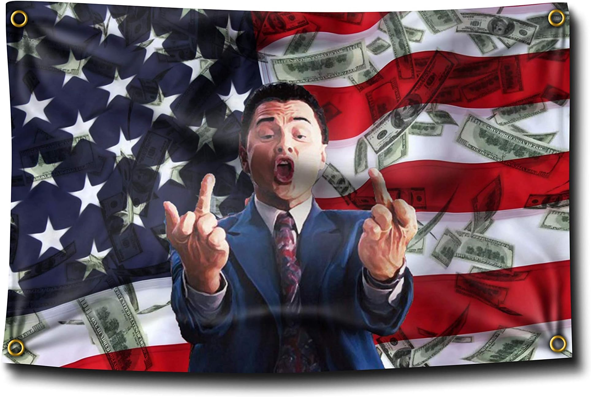 Banger - Wolf of Wall Street Middle Finger Flag Banner College Dorm Frat