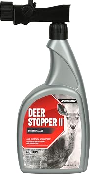 Deer Stopper II, Liquid Animal Stopper Repellent, All Natural, Effective All Year Round, Safe for People and Pets, No Harsh Chemicals, Ready to Use, Deer & Elk Repellent - 32 oz. Hose End