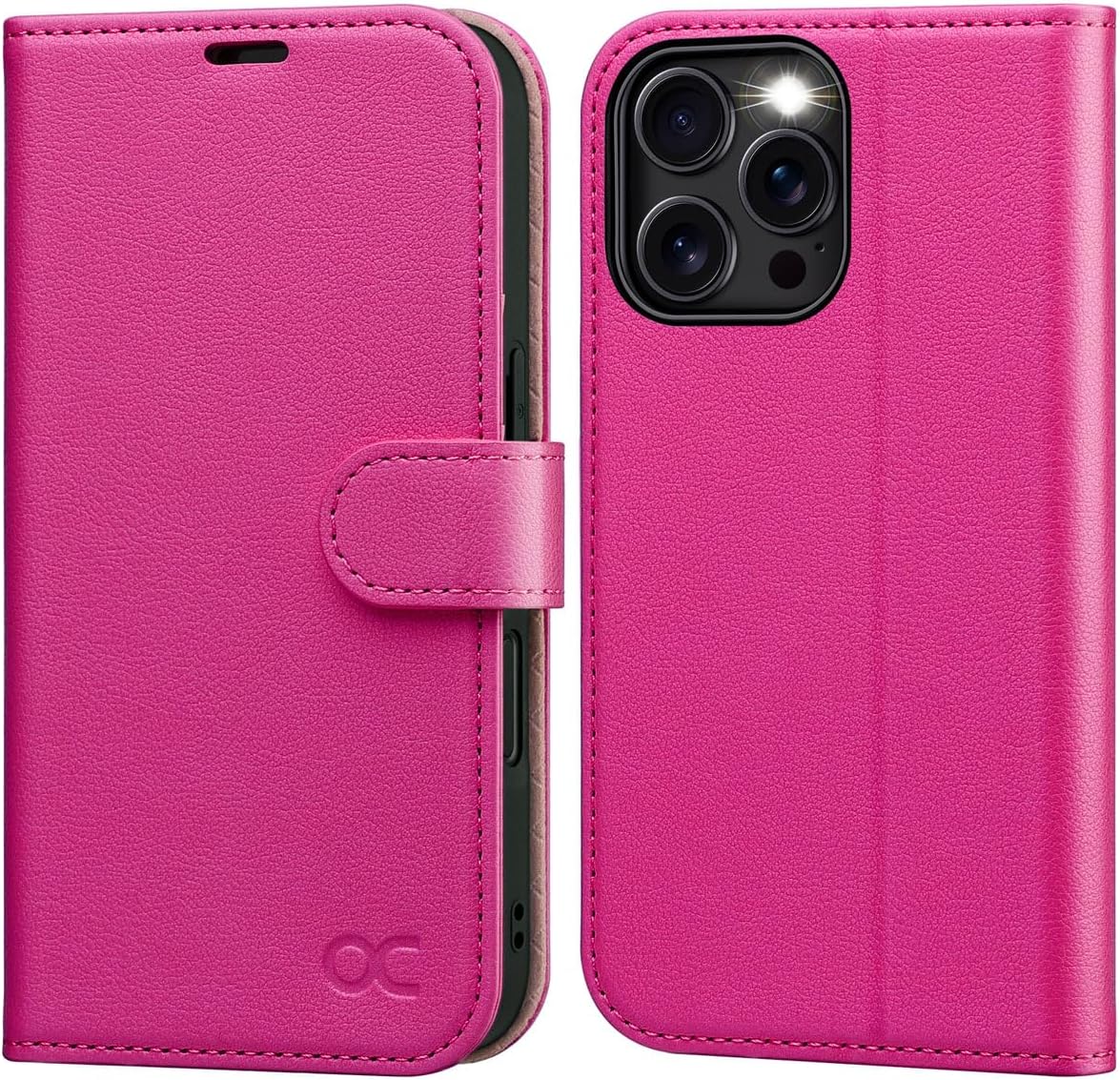 for iPhone 16 Pro Max Case, PU Leather Wallet, Magnetic Flip Folio Cover with RFID Blocking, Card Holders, Shockproof TPU, and Kickstand for 6.9 Inch iPhone 16 Pro Max (2024), Rose