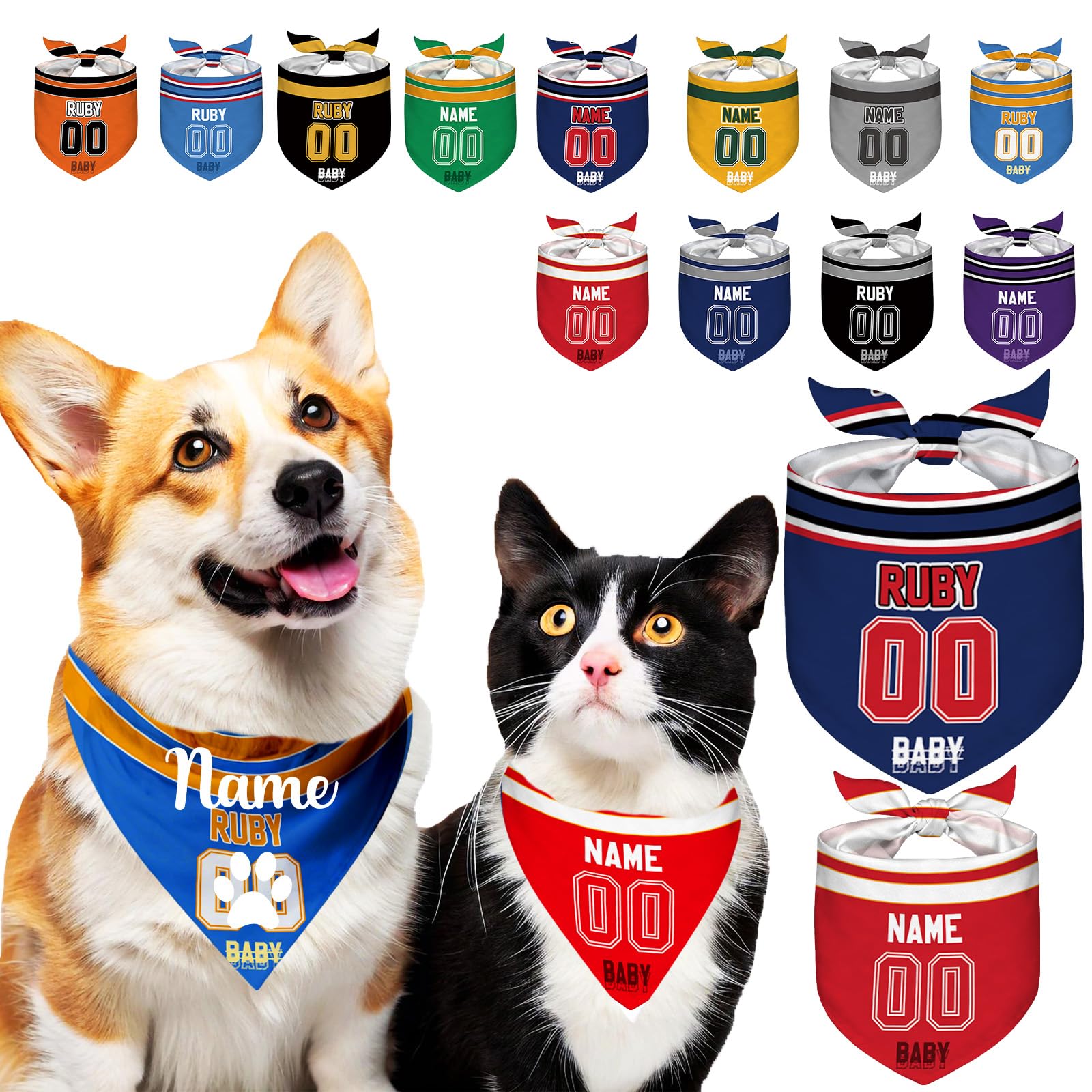 Personalised Dog Bandana Custom Dog Neckwear with Name Logo Custom Pet Triangle Scarf for Dog Cat Rabbit Birthday Gift