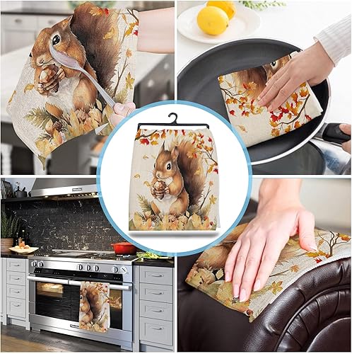 Miniatura 10 de Toallas de cocina de cosecha, decoración de granja de Acción de Gracias con camión, hoja de arce, toalla de cocina de Acción de Gracias, paños de