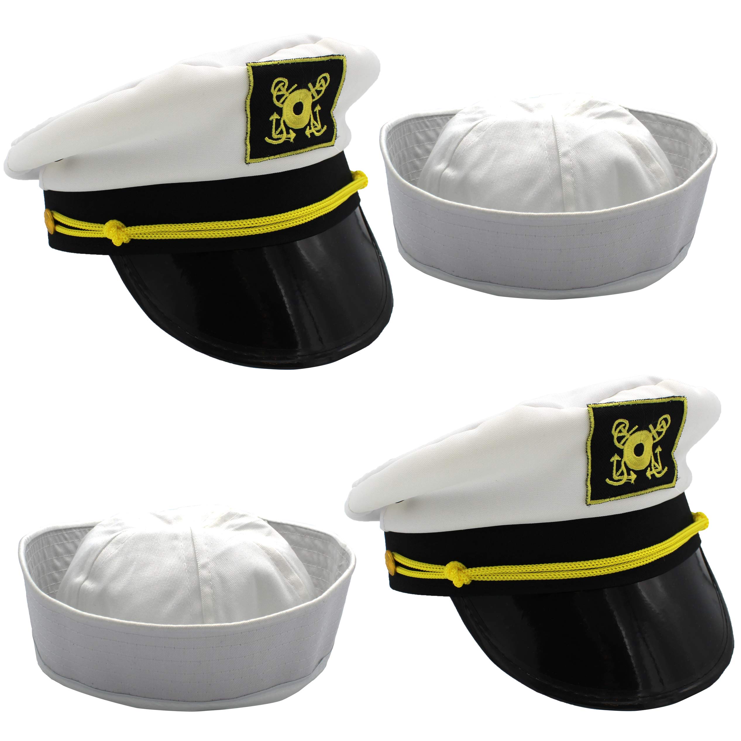 Sailor Hat and Yacht Captain Hat Costume - Ship Captain Dress Up - Pack of 4