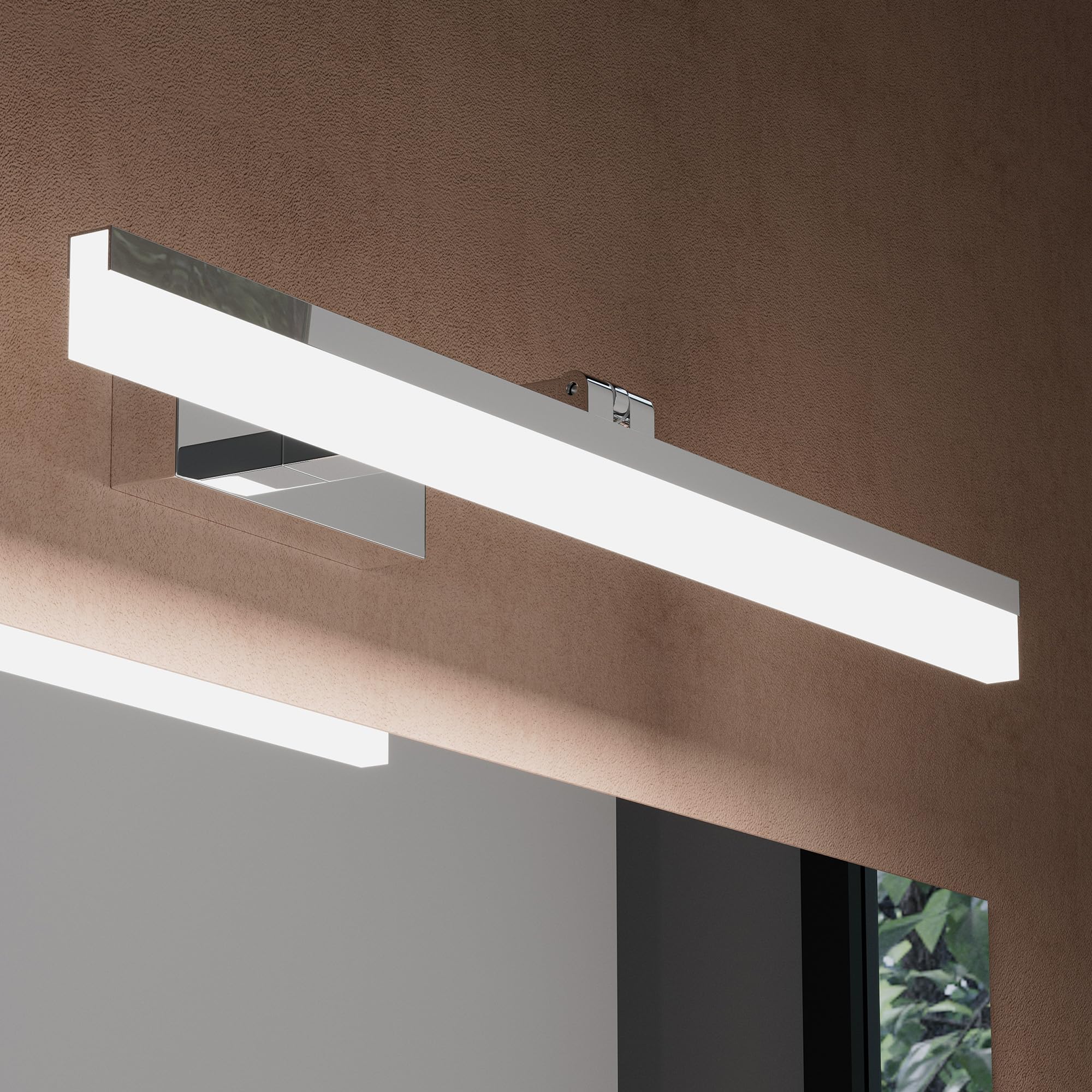 doporro Spiegelleuchte Bad 180° drehbar 60cm LED Spiegellampe Badezimmer | 6000K Badlampe Wand über Spiegel Kaltweiß Badezimmerleuchte 14W Spiegelschrank Beleuchtung, Chrom, Luxaris
