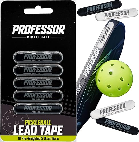 Professor Pickleball Cinta de plomo para paletas de pickleaball, paquete de 10 barras preponderadas de 0.11 onzas (0.11 oz), añade potencia y