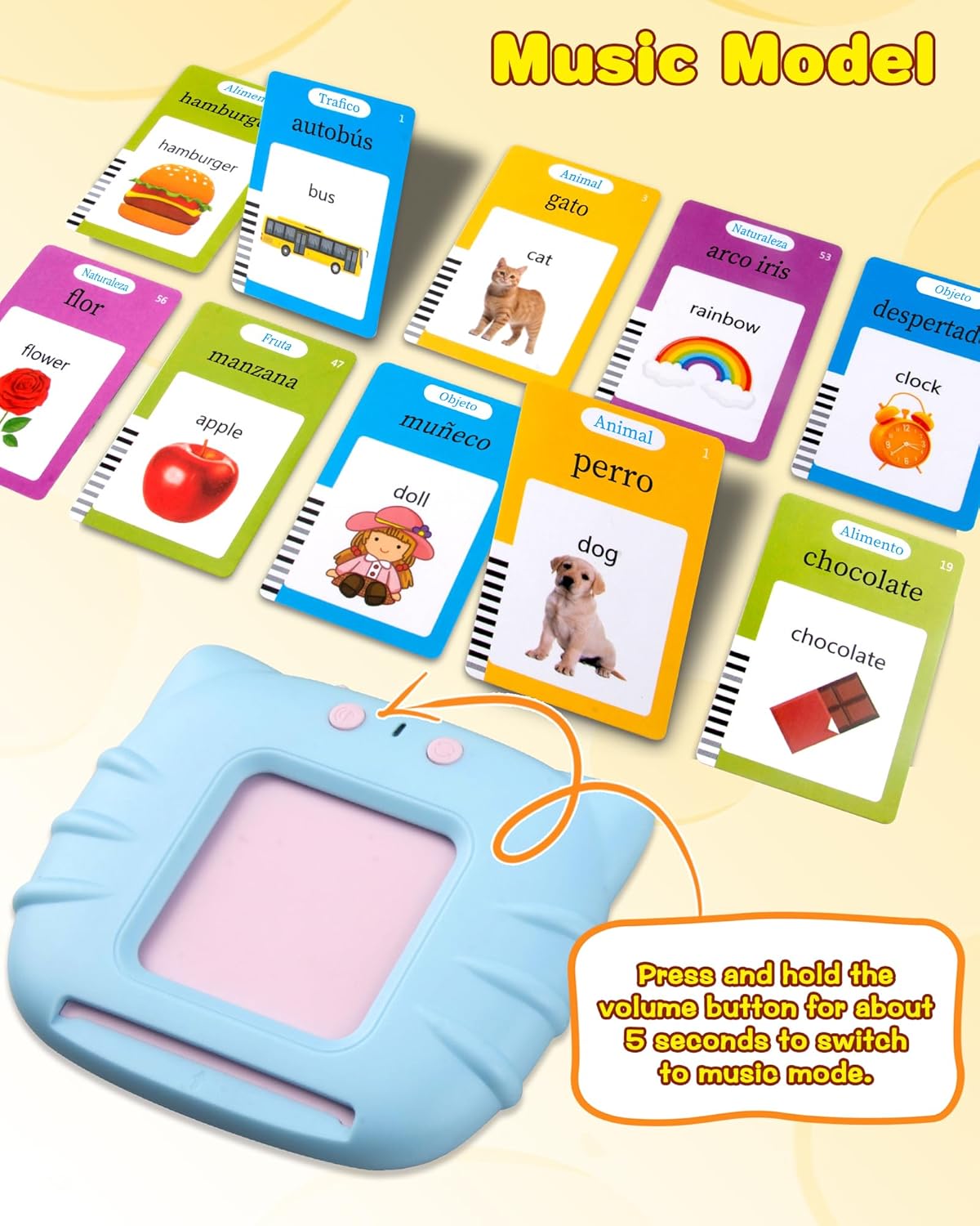 510 Words Spanish Flash Cards for Kids, Autism Toys for Toddlers 2-3 Years Old, Speech Therapy Toys, Educational Learning Flash Cards for Boys and Girls Blue(Spanish/English/Bilingual) - Image 6