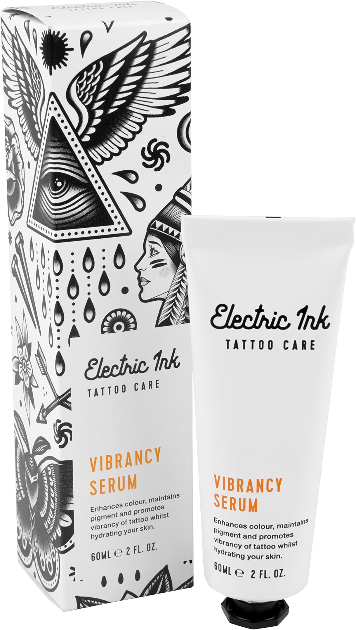 Electric Ink Vibrancy Tattoo Body Serum 60ml - enhances and maintains Your Tattoos Colour and Promotes Vibrancy of Your Tattoo with Hydrating Skin!