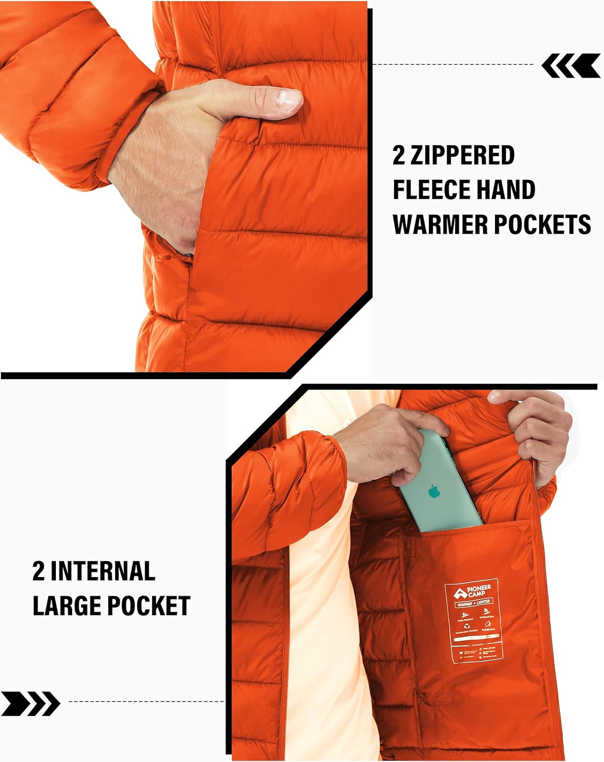 Pioneer Camp Mens Lightweight Packable Puffer Jacket Winter Insulated Puffy Coat Water Repellent Warm Quilted Jackets Travel - Image 5