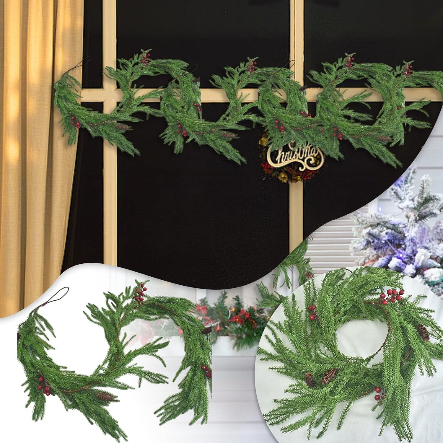 Christmas Ornaments Natural Dried Vine Hanging Ornament Farmhouse Home Wall Decorative Piece Christmas Home Decor Green