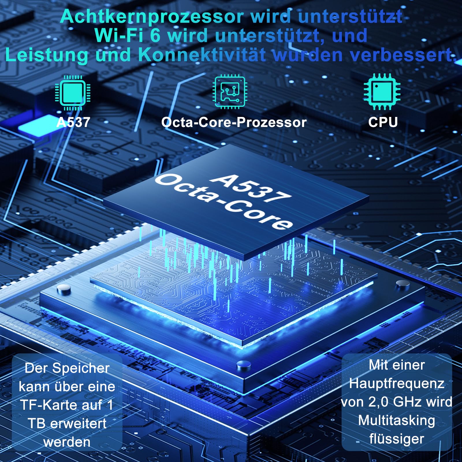 2026 Tablet Android 15 Octa Core Tablets 10 Zoll mit 64 GB ROM + 2 TB TF | 5G + 2,4G WiFi |GMS| Bluetooth 5.0 |8 MP + 5 MP | Typ C,Touchscreen-Tablet mit Hülle, Tastatur und Maus-Schwarz