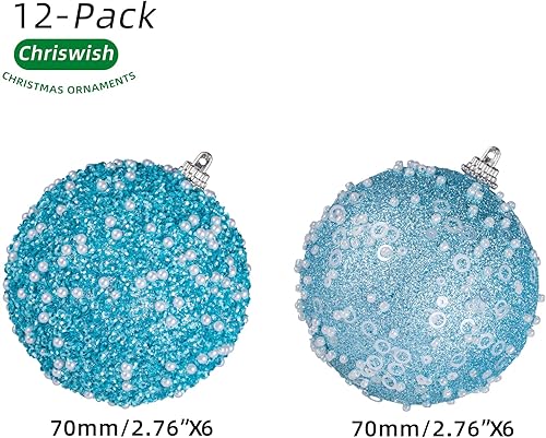 Miniatura 7 de Adornos de bola de Navidad de 12 quilates, decoraciones de bolas de Navidad plateadas, bolas de perlas colgantes de plástico inastillables para