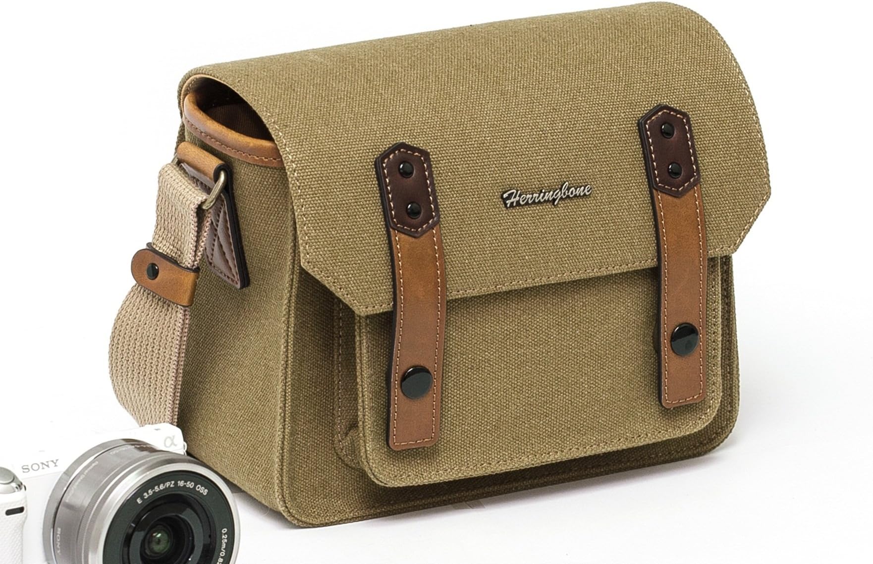 Herringbone Camera Bag DSLR Case Papas Pocket Mini Messenger Bag Season III H1148 Khaki