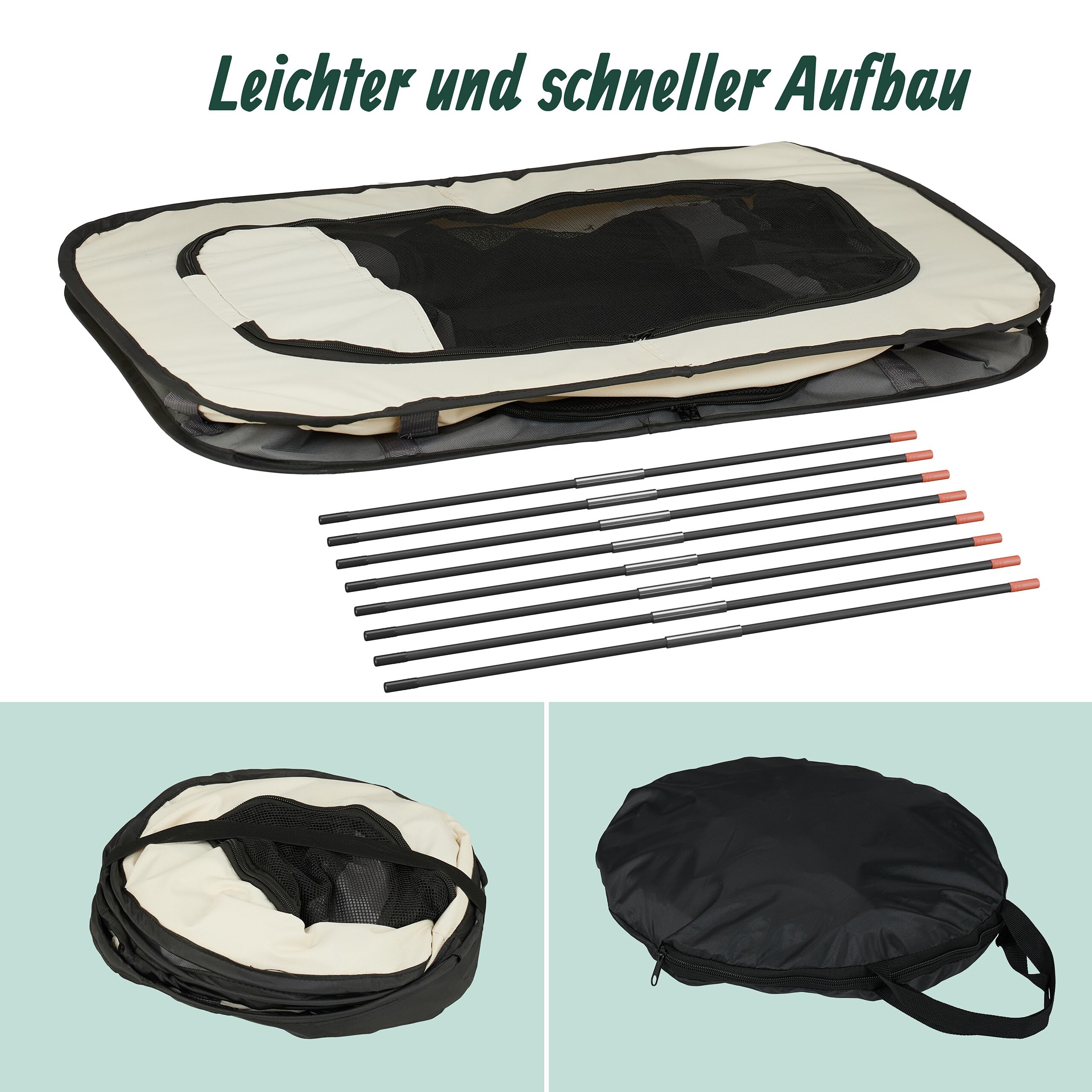 Relaxdays Welpenauslauf faltbar, HBT: 55x82x60 cm, Indoor & Outdoor, tragbarer Hundelaufstall, Oxford-Stoff, Mehrfarbig