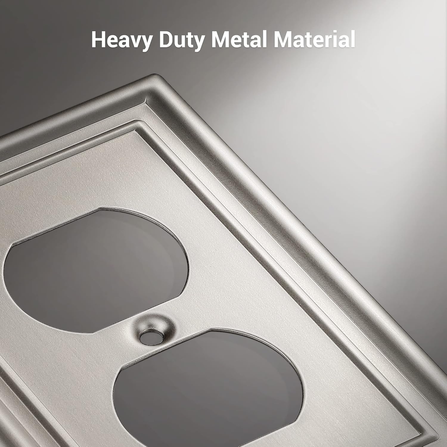 4-Pack Duplex Outlet Wall Plate, Metal Wall Outlet Cover for Receptacle, Light Switch, Brushed Nickel
