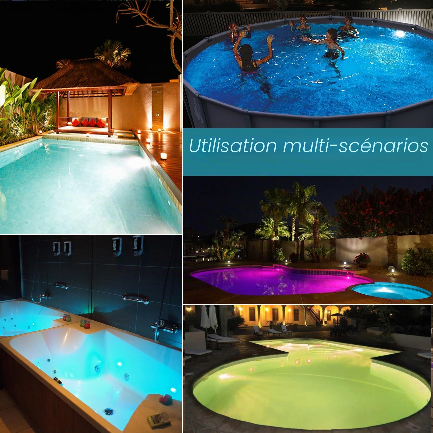 DeeprBlu Éclairage Piscine Sans Fil avec Télécommande, Éclairage Piscine Submersible Rechargeables Lumiere Piscines Hors Sol, Éclairage Piscines Magnétique avec Ventouse,Éclairage Baignoire Sous Marin