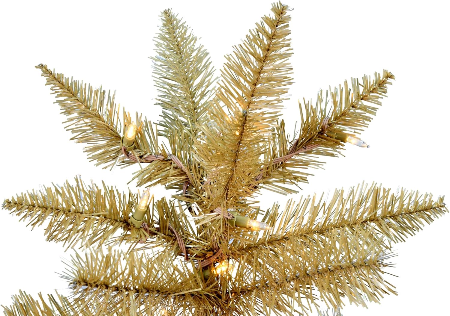 Vickerman 6.5' Gold Fir Artificial Christmas Pencil Tree, Warm White Dura-Lit® LED Lights - Faux Fir Christmas Tree - Seasonal Indoor Home Decor