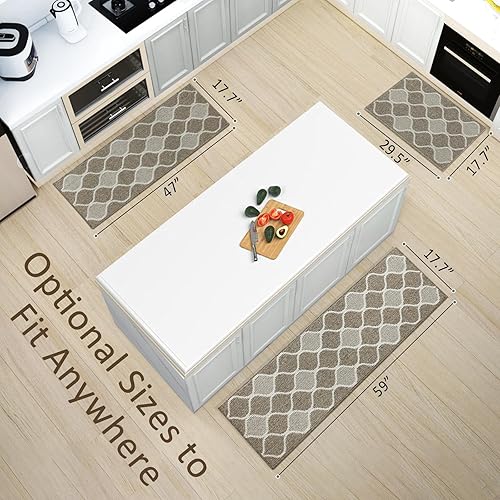Miniatura 4 de Villsure Alfombras y tapetes de cocina, antideslizantes, absorbentes, resistentes a la suciedad, tapete cómodo de pie, hecho de 100% polipropileno,