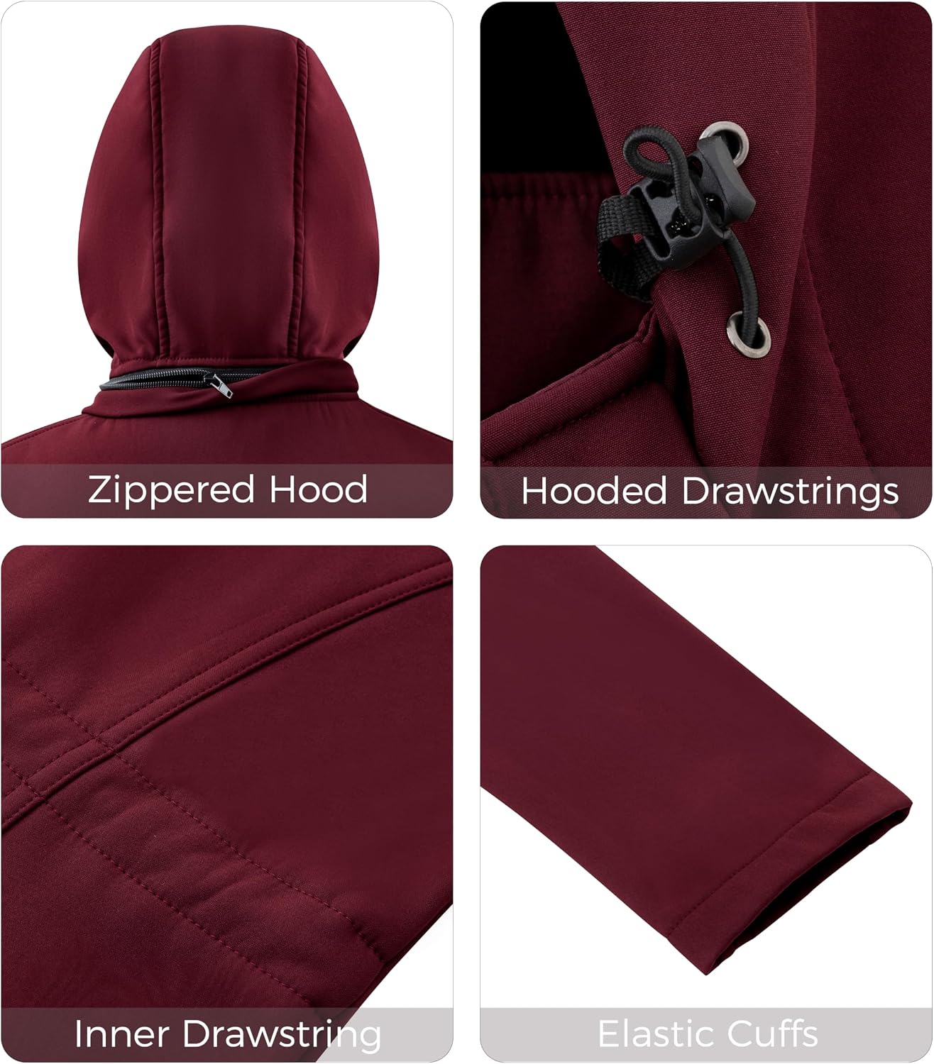 wantdo Women's Softshell Rain Jacket Lightweight Waterproof Fleece Lined Windbreaker Jacket with Hood