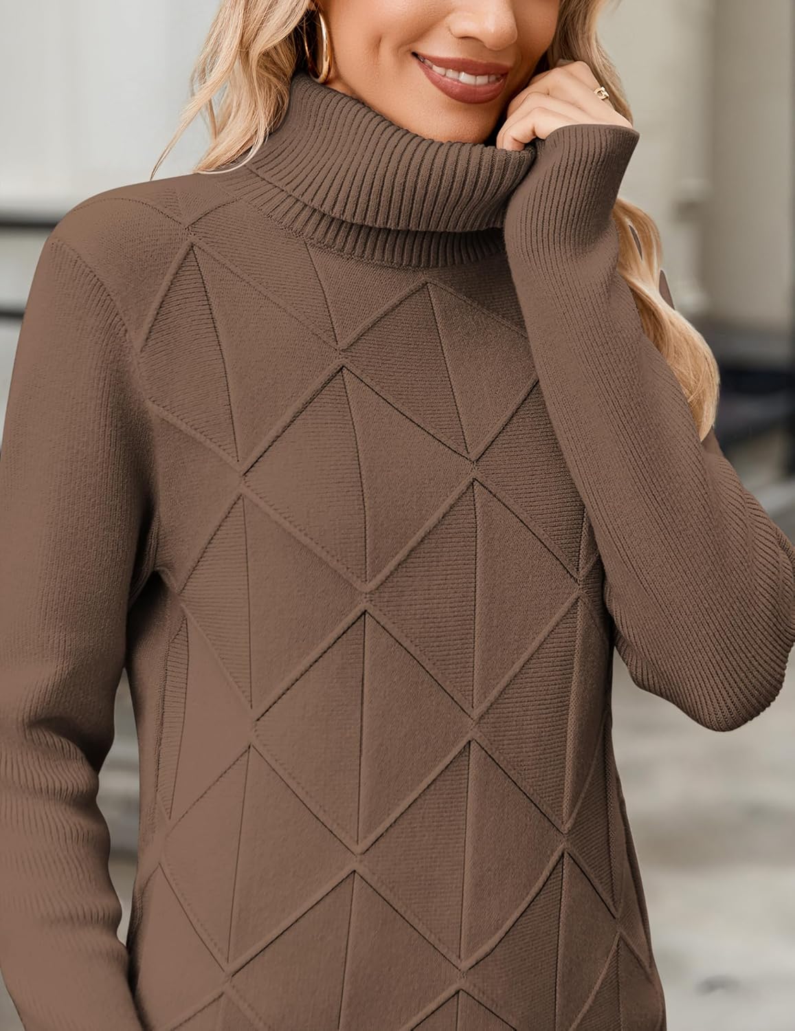 Zeagoo Women's Turtleneck Sweater Fall Winter 2026 Long Sleeve Chunky Knitted Trendy Pullover Tops - Image 2