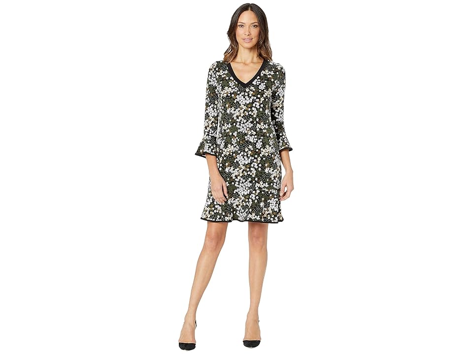 

MICHAEL Michael Kors Mod Garden Flounce Dress (Black/Ivy) Women's Dress