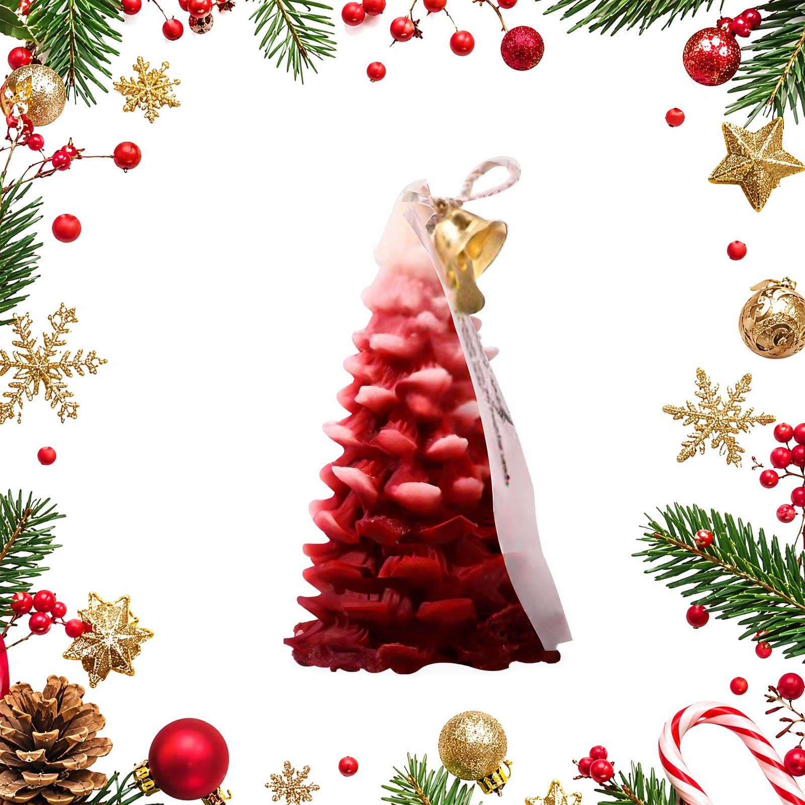 Mini Christmas Tree Shaped Candle Handmade Soy Wax Festive Scented Tealight