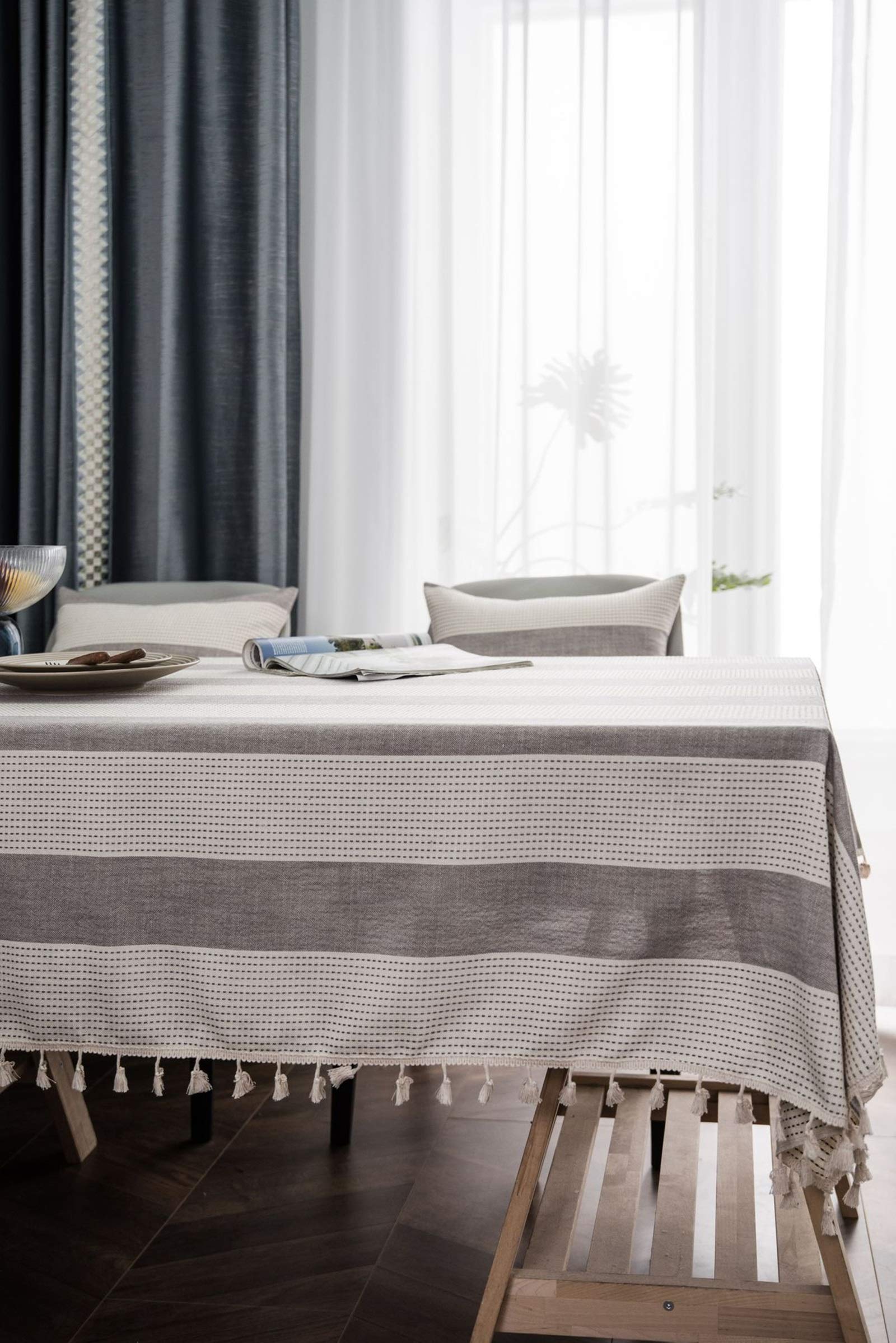Daesar Tovaglia da Cucina Lavabile 250x140cm(98x55 inch) Tovaglia Rettangolare Fantasia Strisciasemplice Tovaglia Cucina Cotone caffè