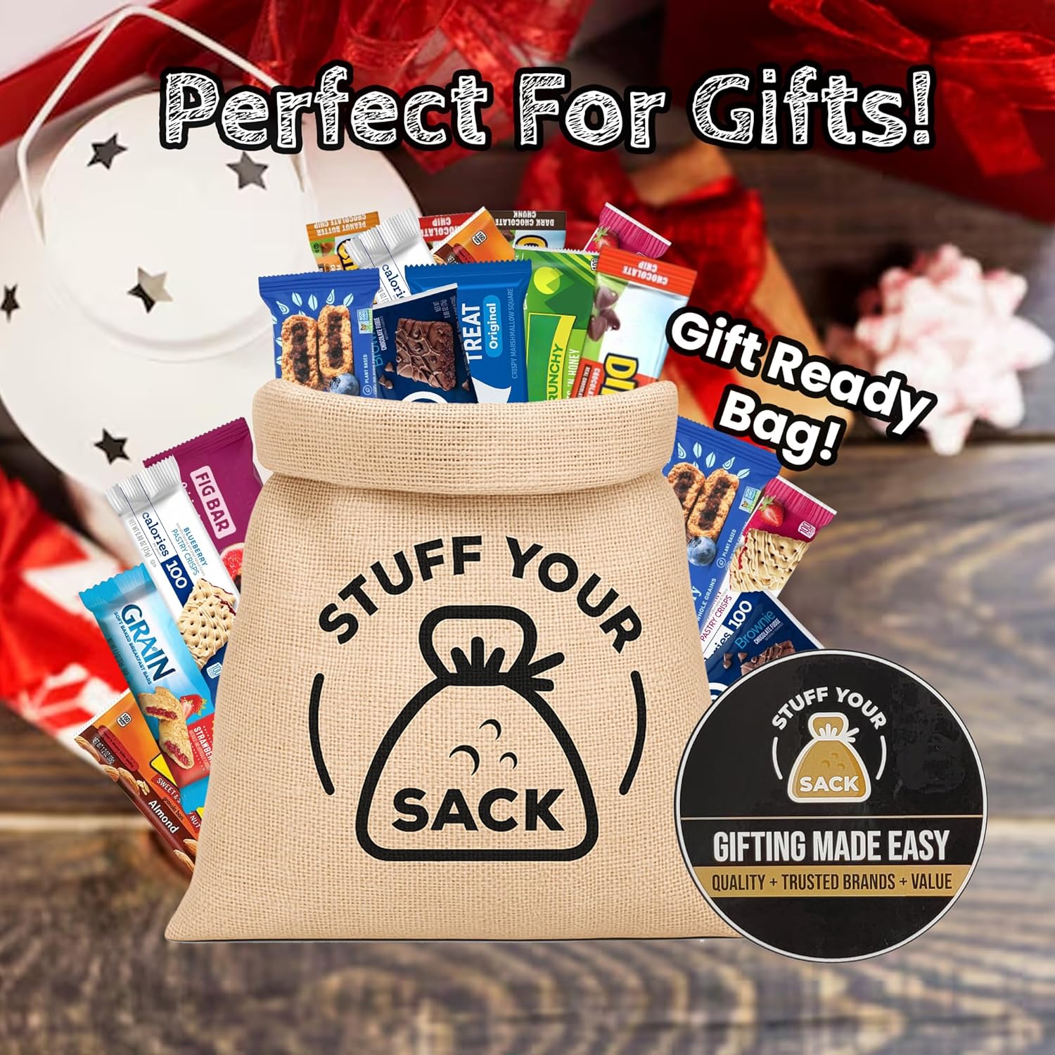 Snack Bar Variety Box – 50 Count Protein and Energy Bars Assortment – Individually Wrapped Breakfast, Meal Replacement & Snack Bars by Stuff Your Sack