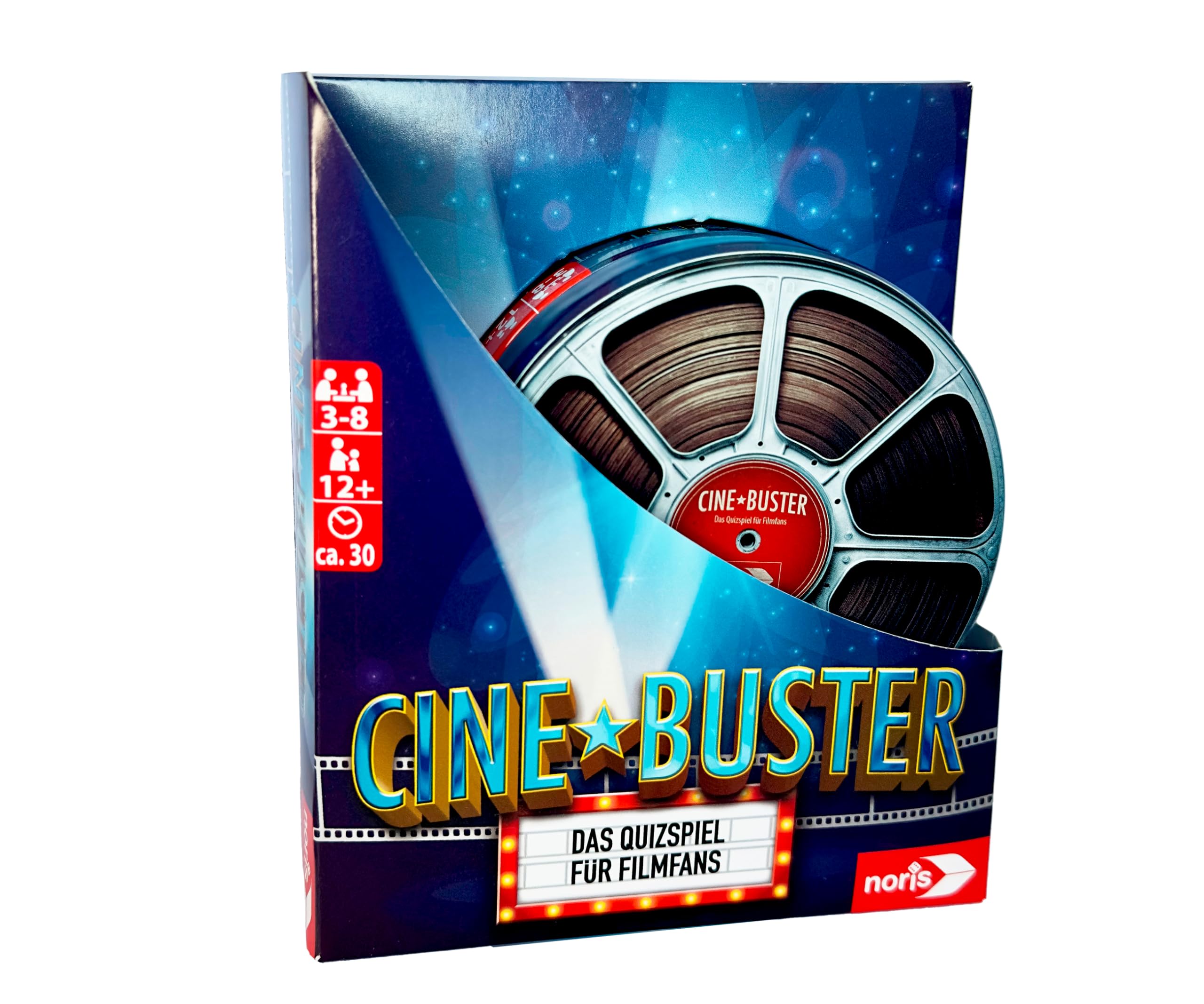 noris 606062068 - Cine Buster - Das Quizspiel für Filmfans (Spiel ab 12 Jahre) - Film-Quiz rund um Filme, Serien & TV für 3-8 Spieler, ca. 30 Min. Spieldauer