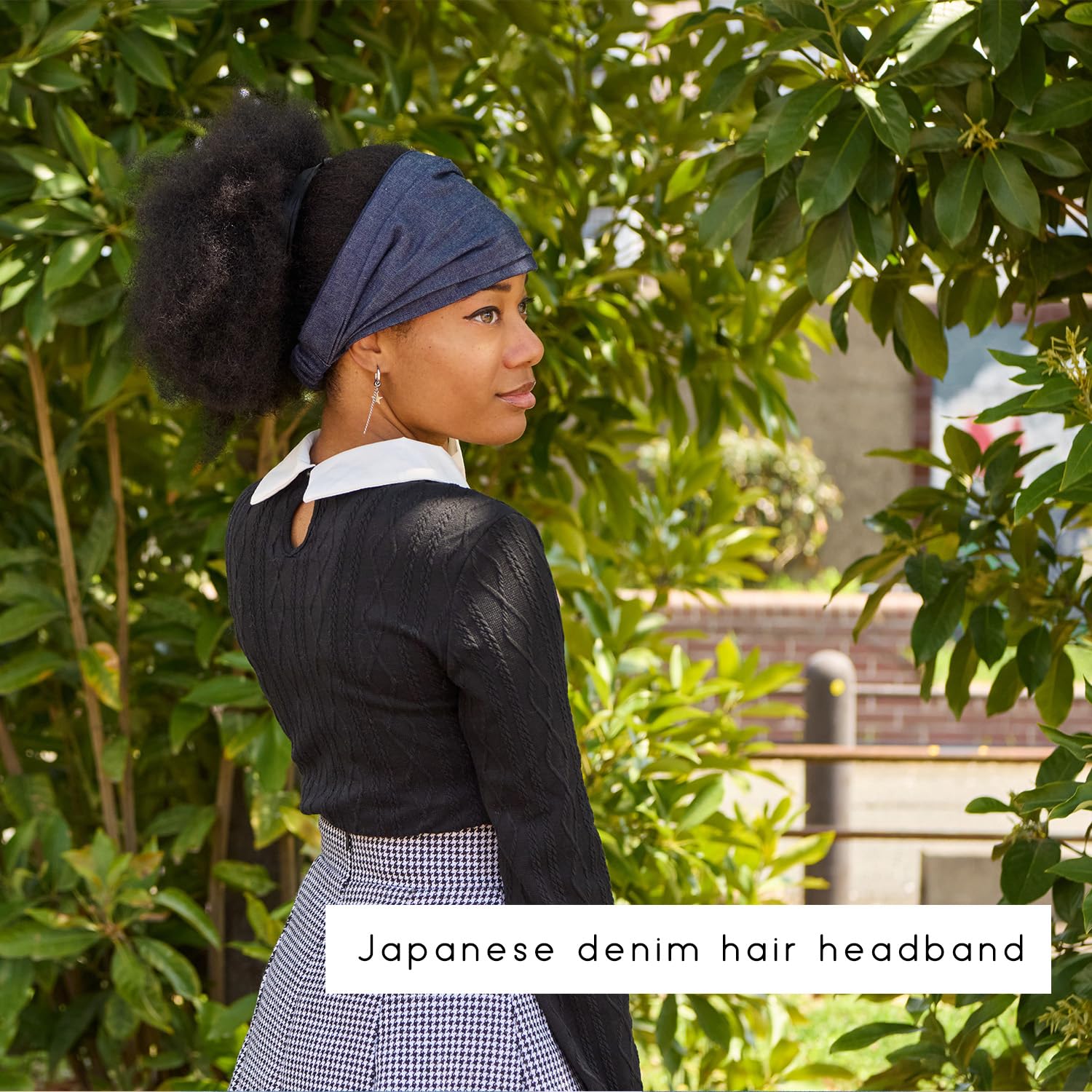 Japanese Denim Headband for Men & Women, 100% Cotton Head Scarf Hair Bandana, Hand-dyed Boho Jean Bandeau for Daily Fashion Indigo M - Image 2