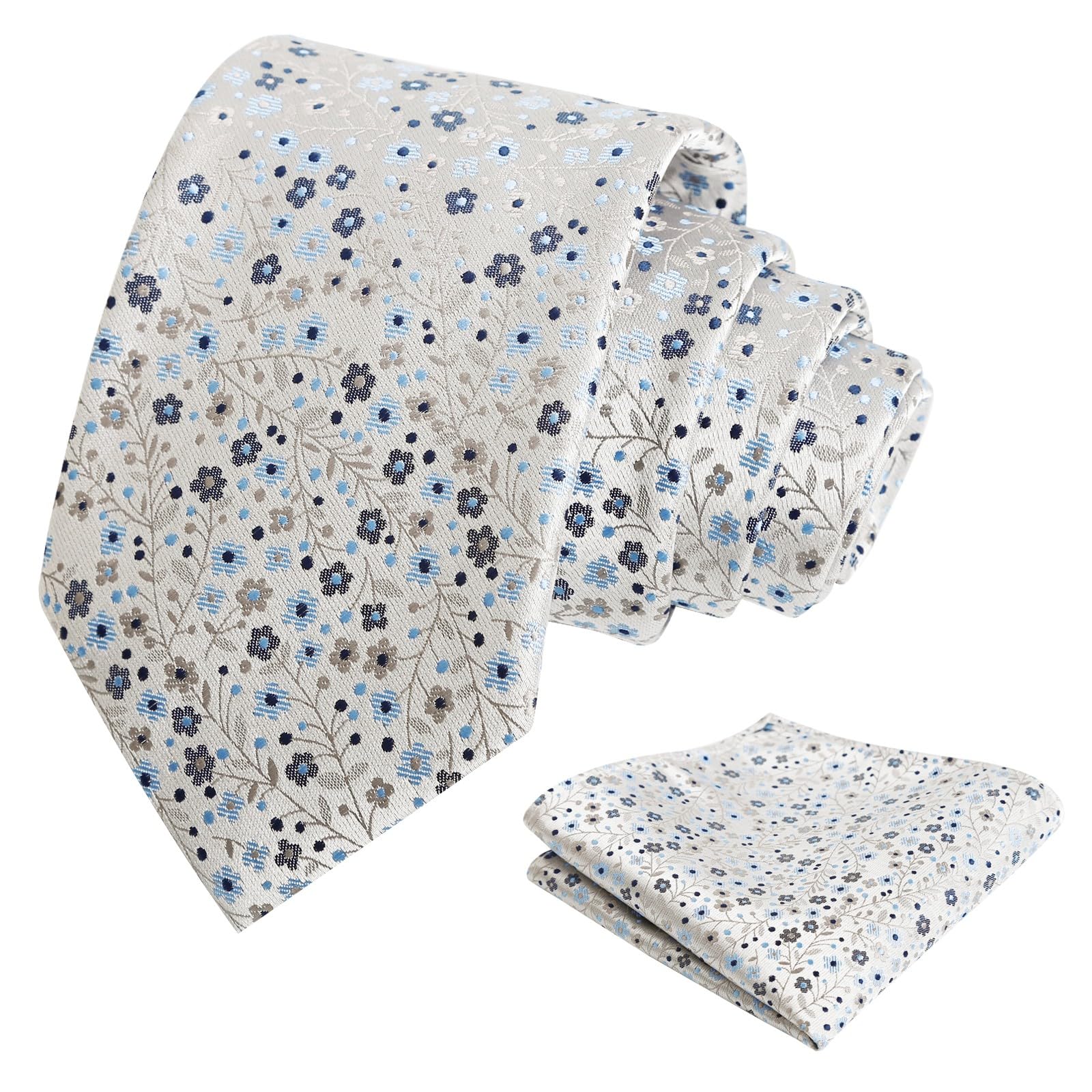 Alizeal Mens 3.15'' Floral Tie with Pocket Square
