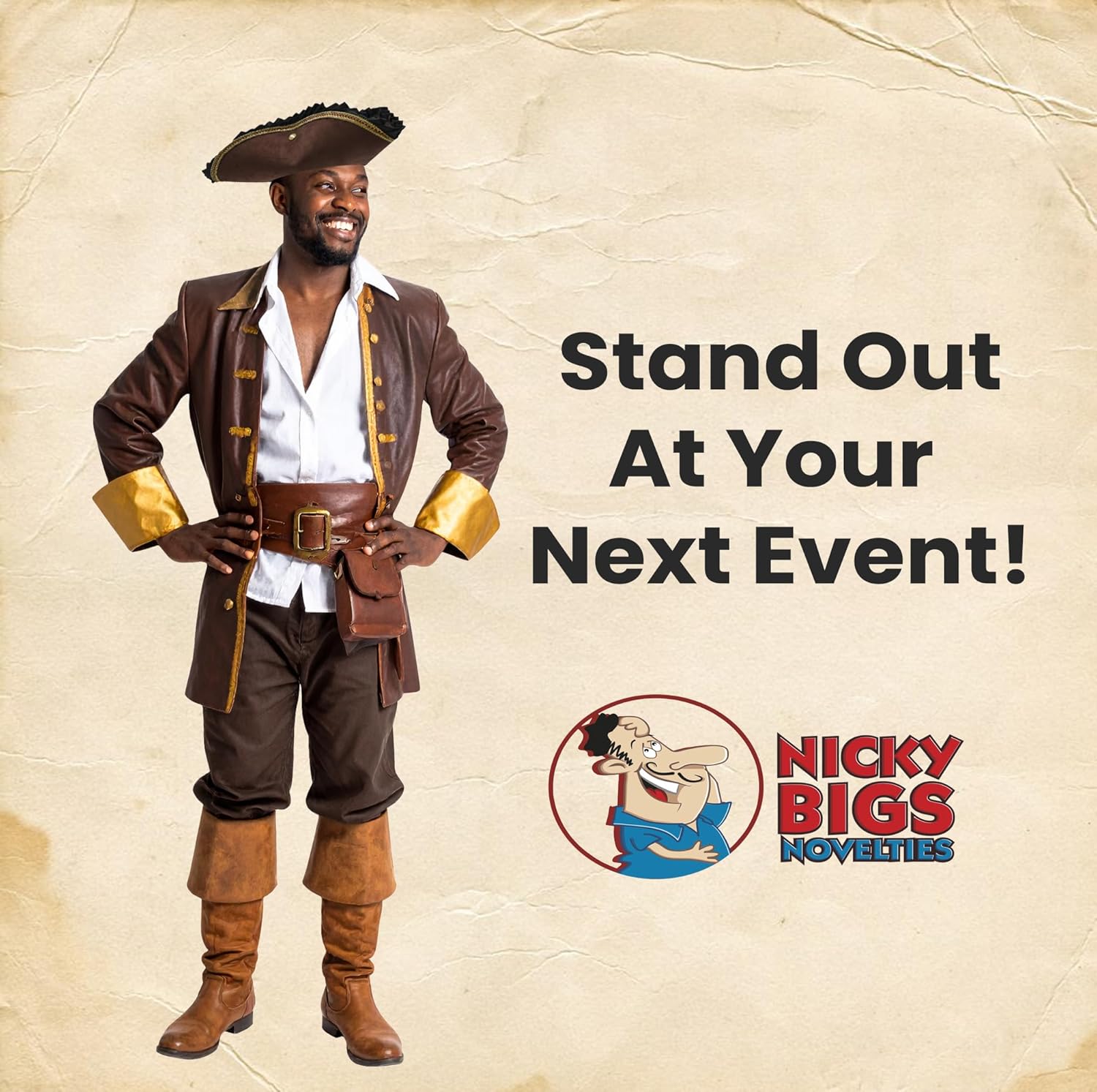 Nicky Bigs Novelties Morph Black Pirate Hat For Women, Tricorn Hat For Adults, Captain Hats, Buccaneer Cap