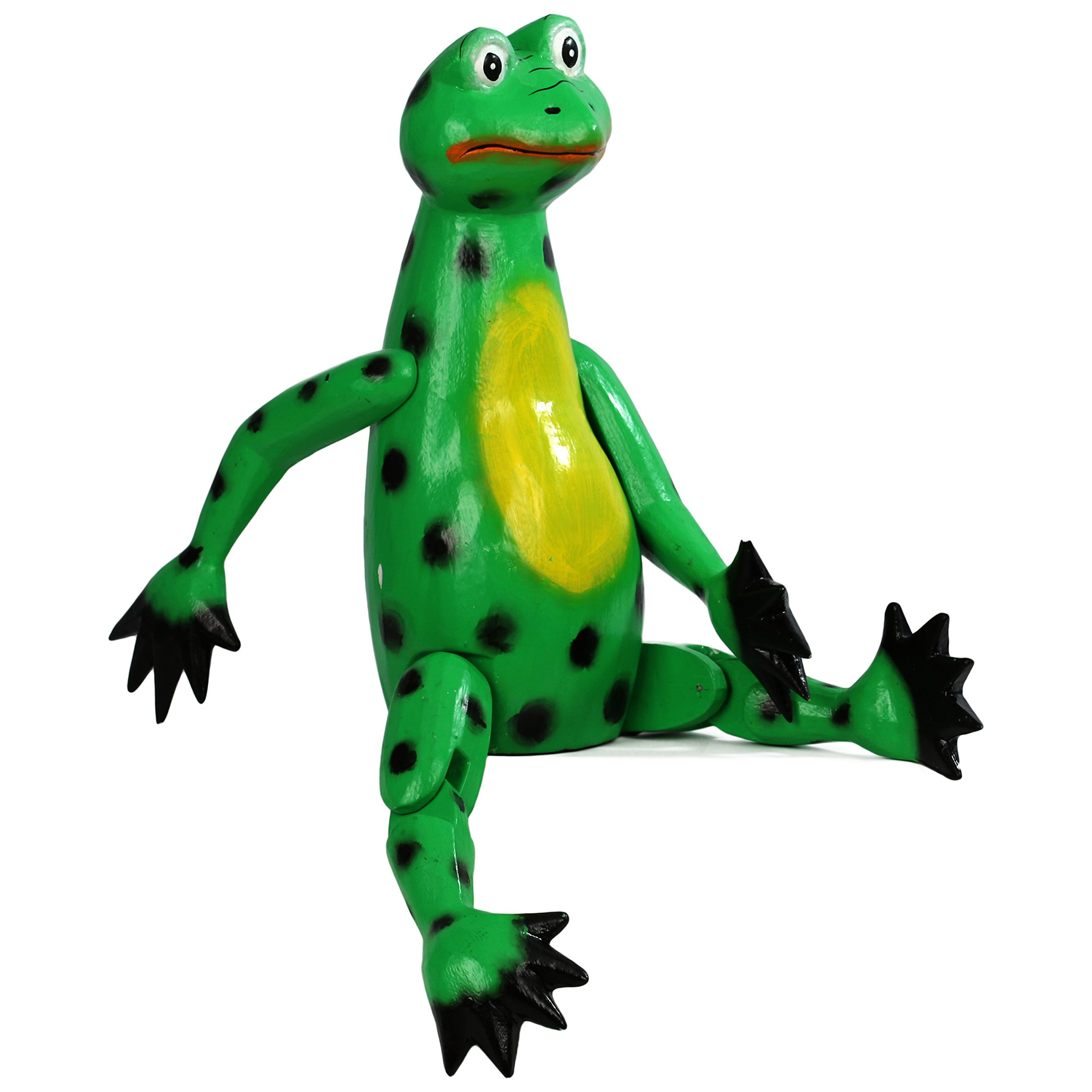 ART-CRAFT Sitztier Frosch aus Holz handgeschnitzt und Hand b