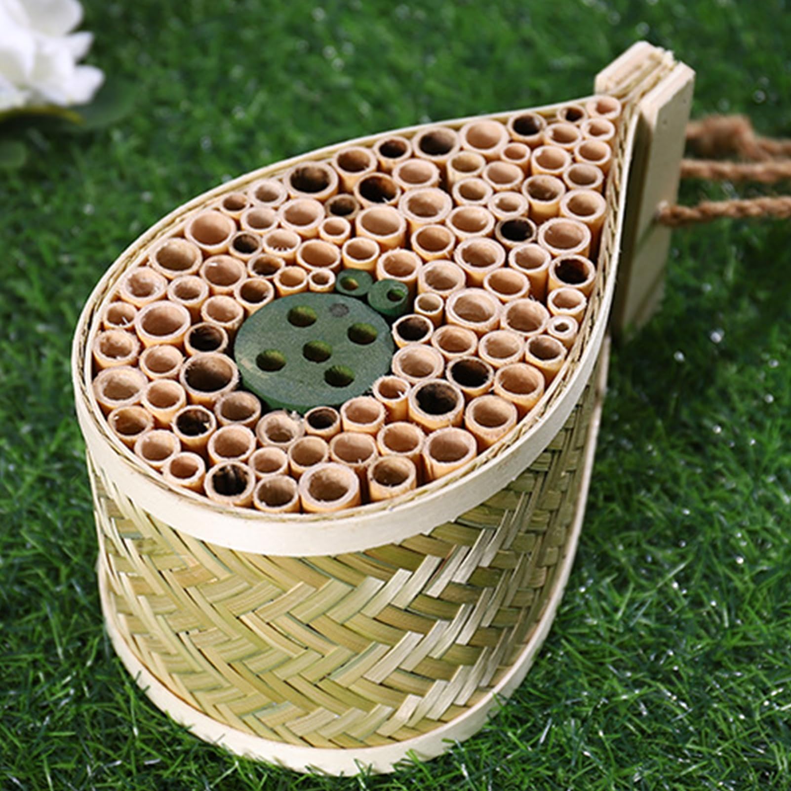 Maison pour abeilles Mason - Palais pollinisateur - Habitat suspendu en bois avec tubes de bambou pour le jardin et la cour - Hôtel pour pollinisateurs