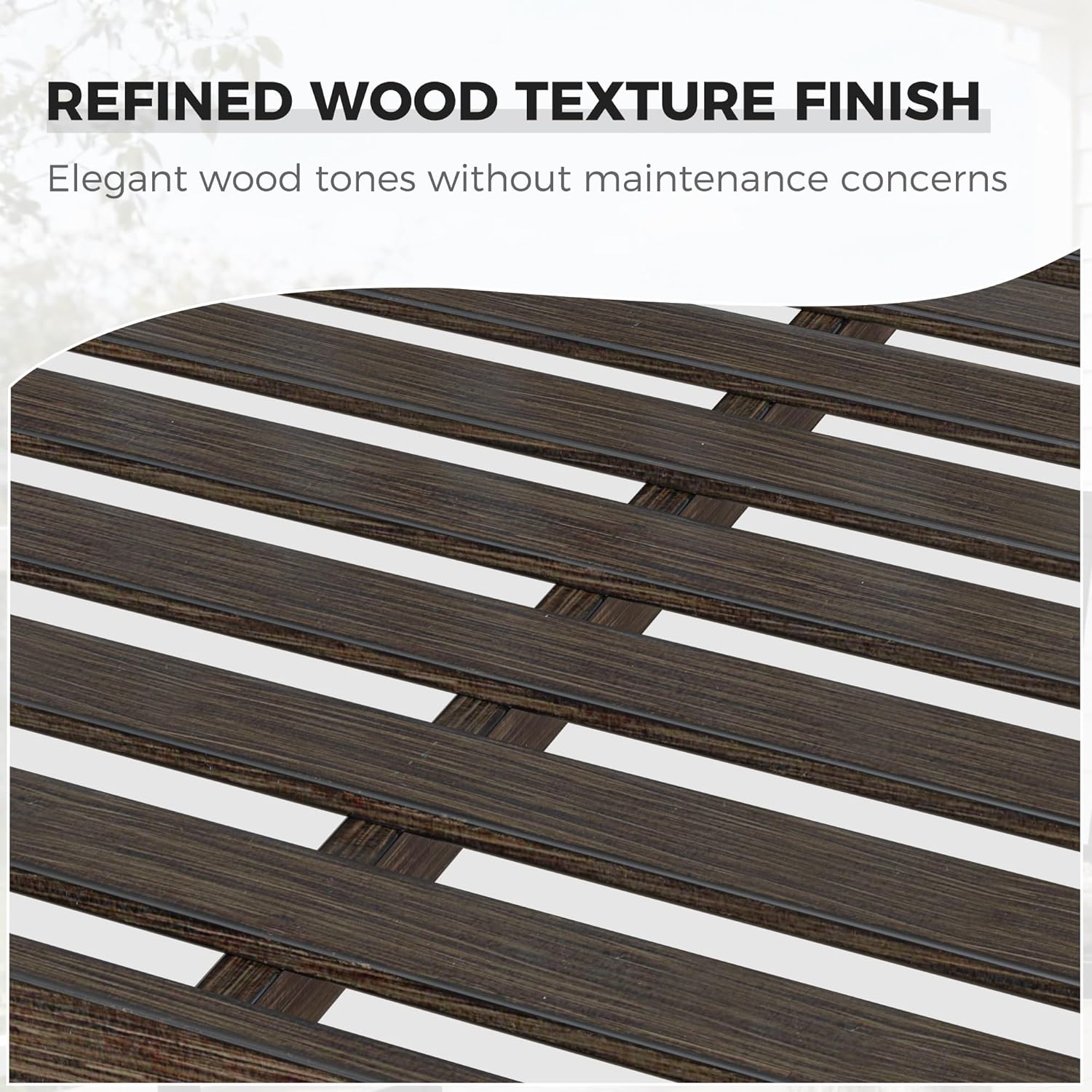 Grand patio 52" Farmhouse Outdoor Bench, Garden Benches with Anti-Rust Aluminum Powder Coated Frame, Faux Wood Grain Finish Frame Patio Bench for Front Porch, Northwoods Brown