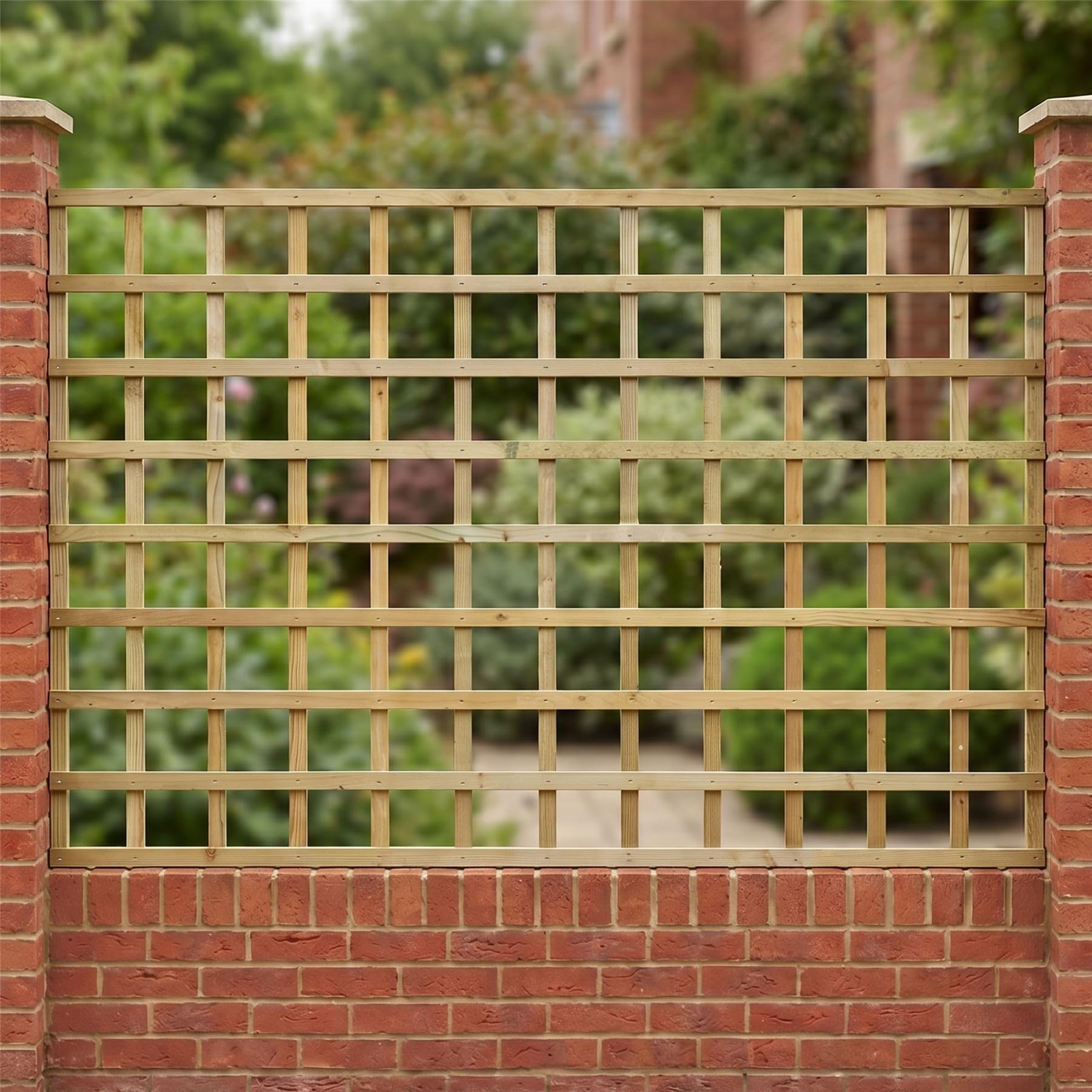 Standard Square Flat Top, 6ft x 4ft (5 Pack) Wooden Garden Fence Trellis Panel | Decorative Fencing for Screening Divider, Pergola, & Boundary Wall Lattice (Wide: 182cm x High: 120cm)